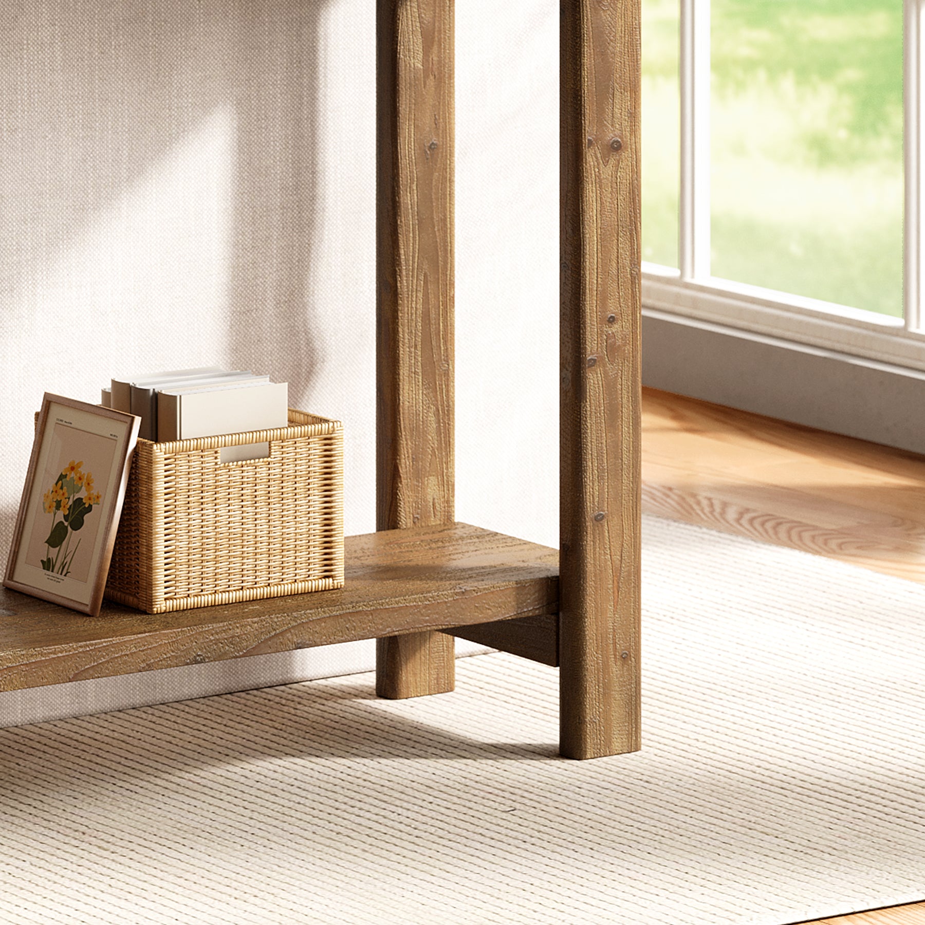 Solid Wood Console Table, 70.9" Sofa Table Behind Couch for Entryway