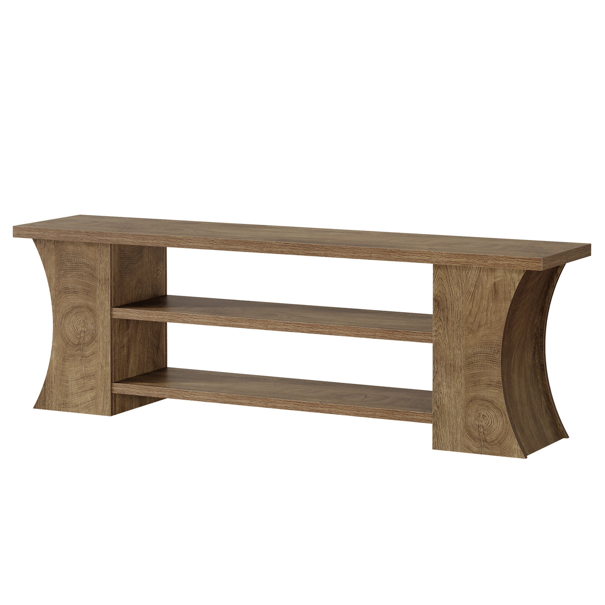 63" TV Stand for 75" TVs, Entertainment Center with 3-Tier Storage & Curved Legs
