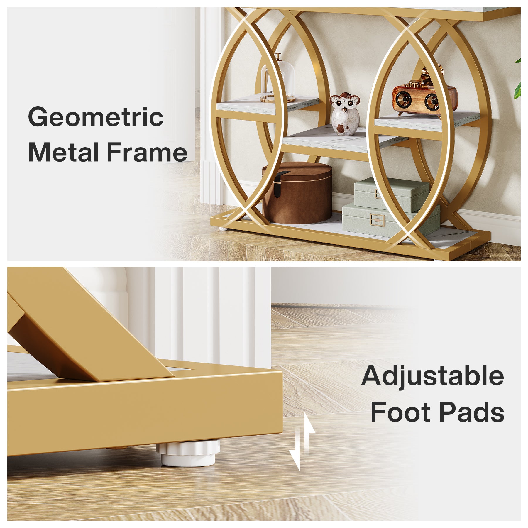 39.4" Console Table, Industrial 4-Tier Sofa Table Entryway Table with Storage Shelves