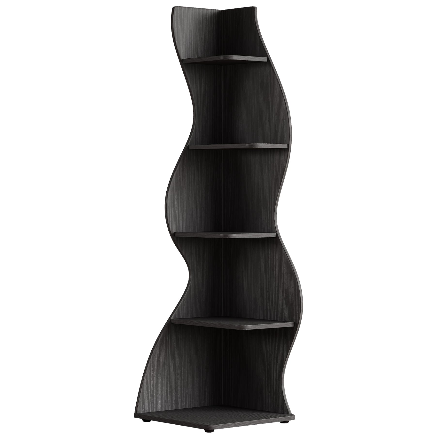 Wavy Corner Shelf, 5-Tier Bookshelf Bookcase Display Rack