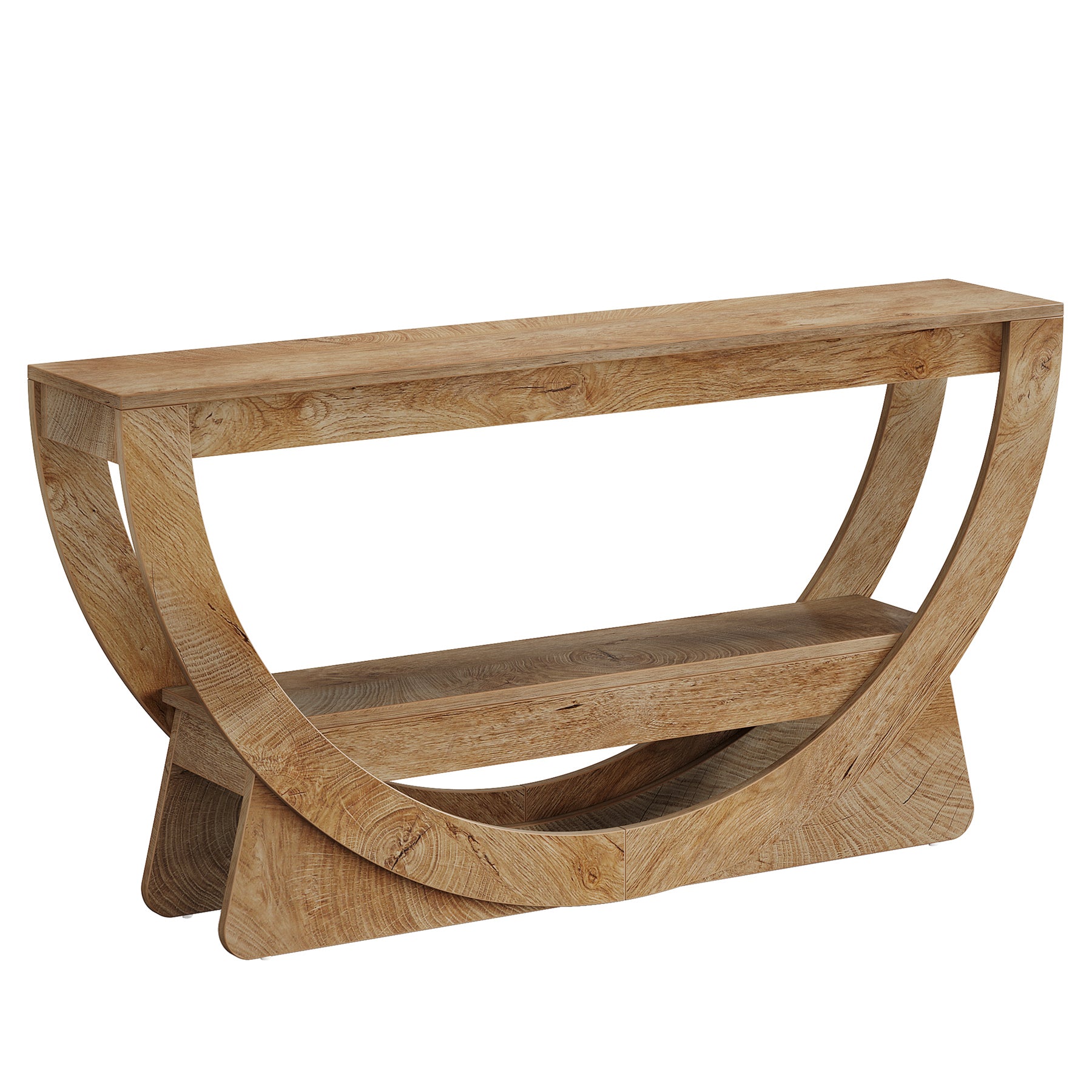63" Console Table, 2-Tier Entryway Table with Storage Shelves & Arched Frame
