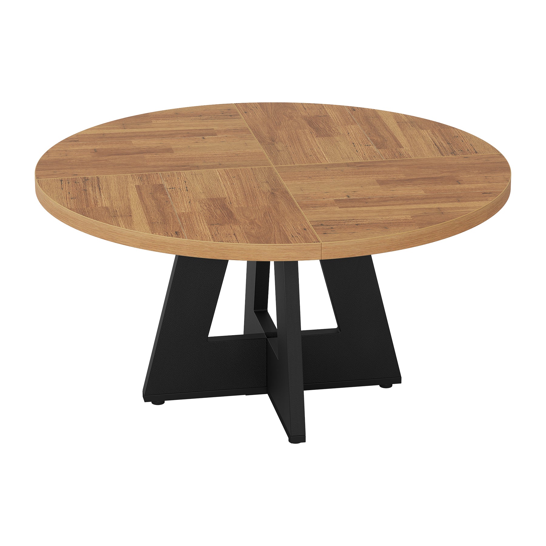 Round Dining Table for 4, 47" Wooden Kitchen Table Farmhouse Dinner Table