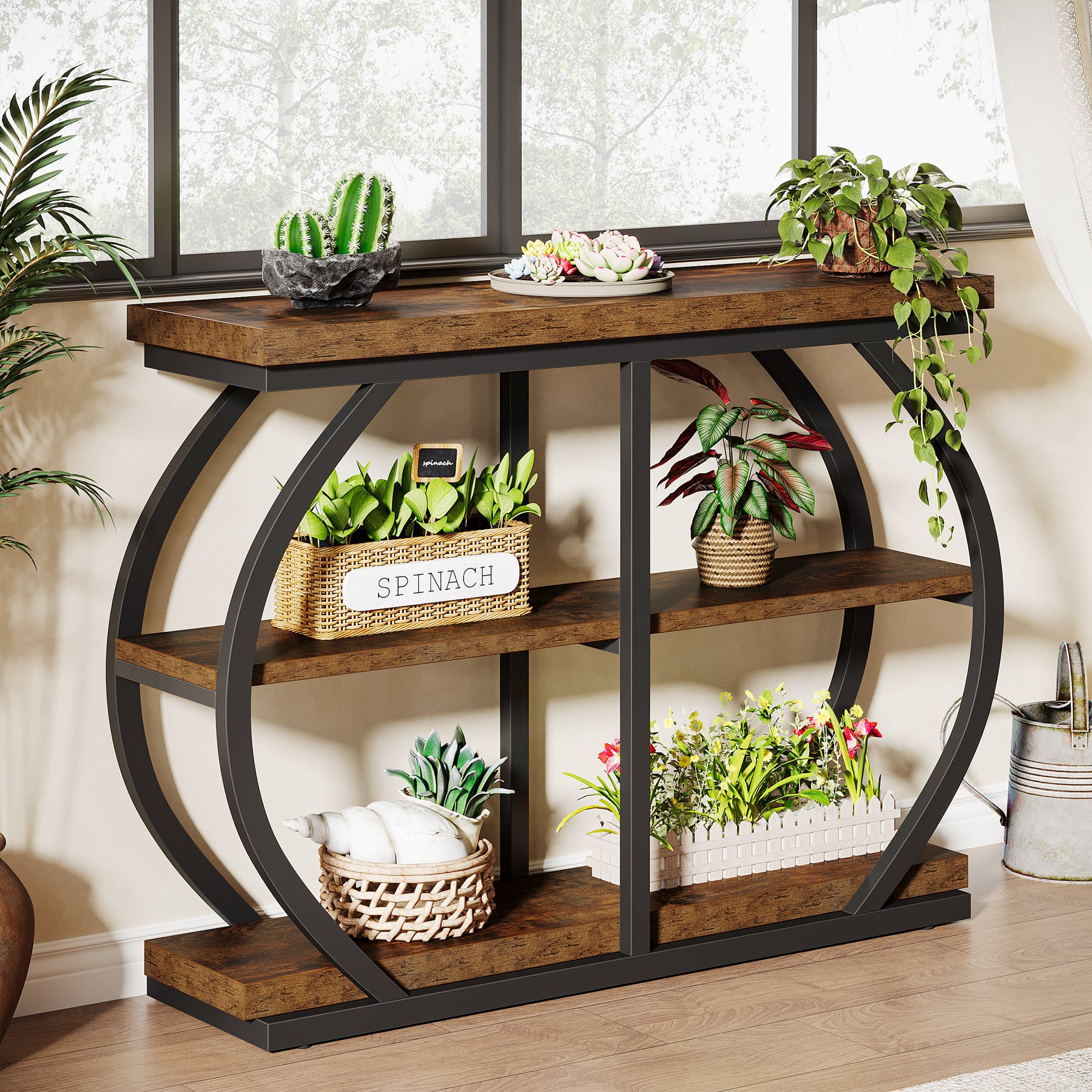 41" Console Table, 3-Tier Sofa Entryway Table with Storage Shelves