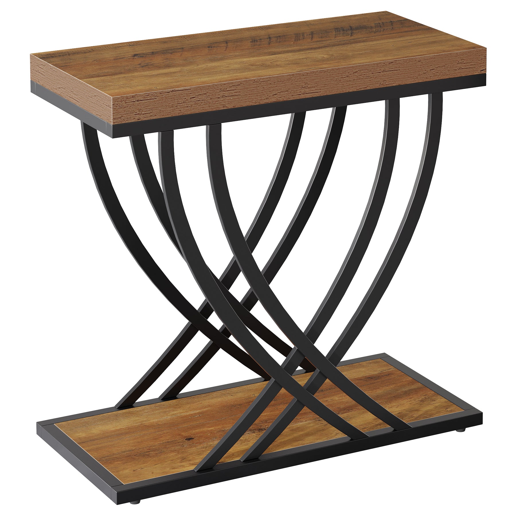 2-Tier Narrow End Table, 23.62" Side Table with Metal Frame for Living Room