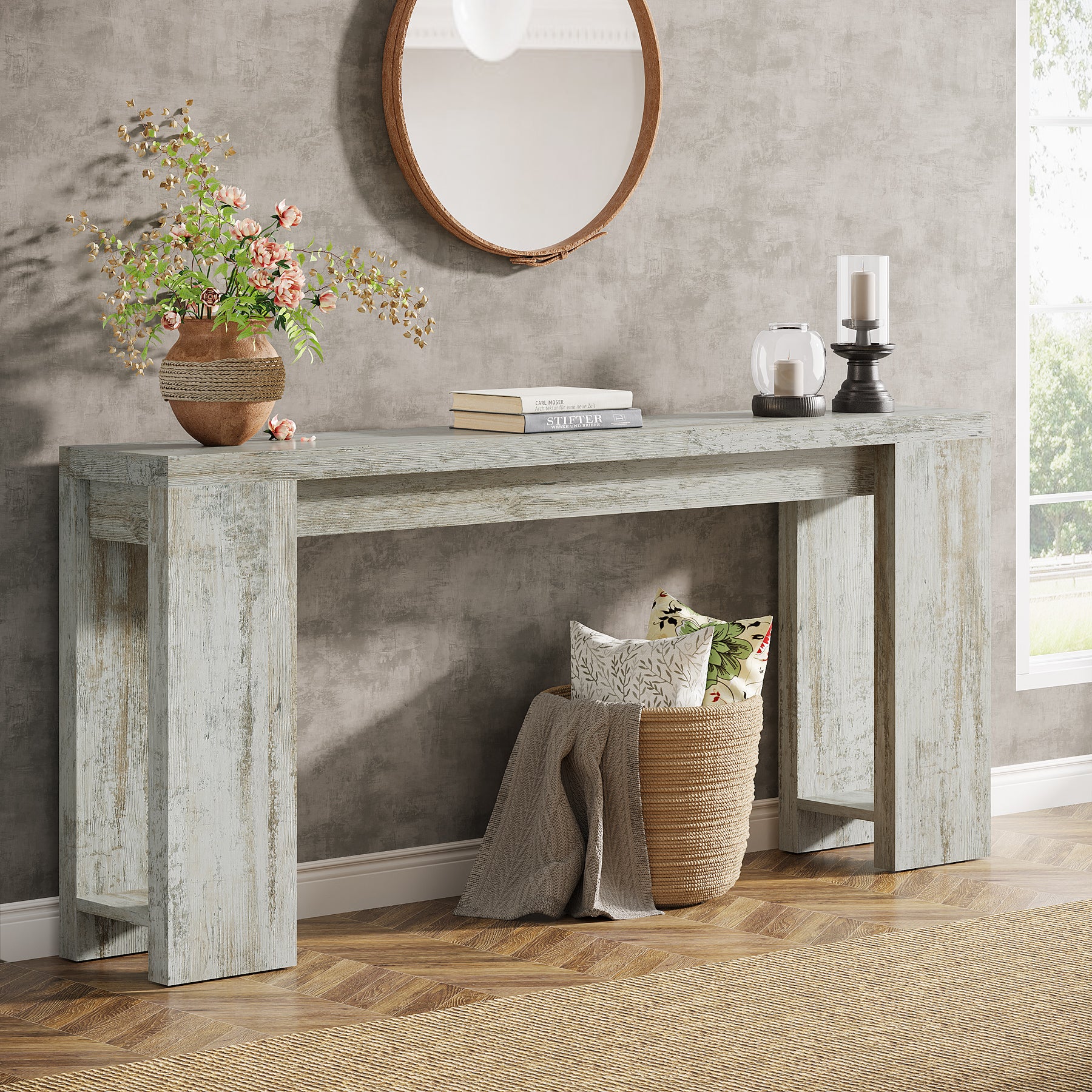 Tribesigns 70.9" Extra Long Console Table, Farmhouse Narrow Sofa Table for Entryway