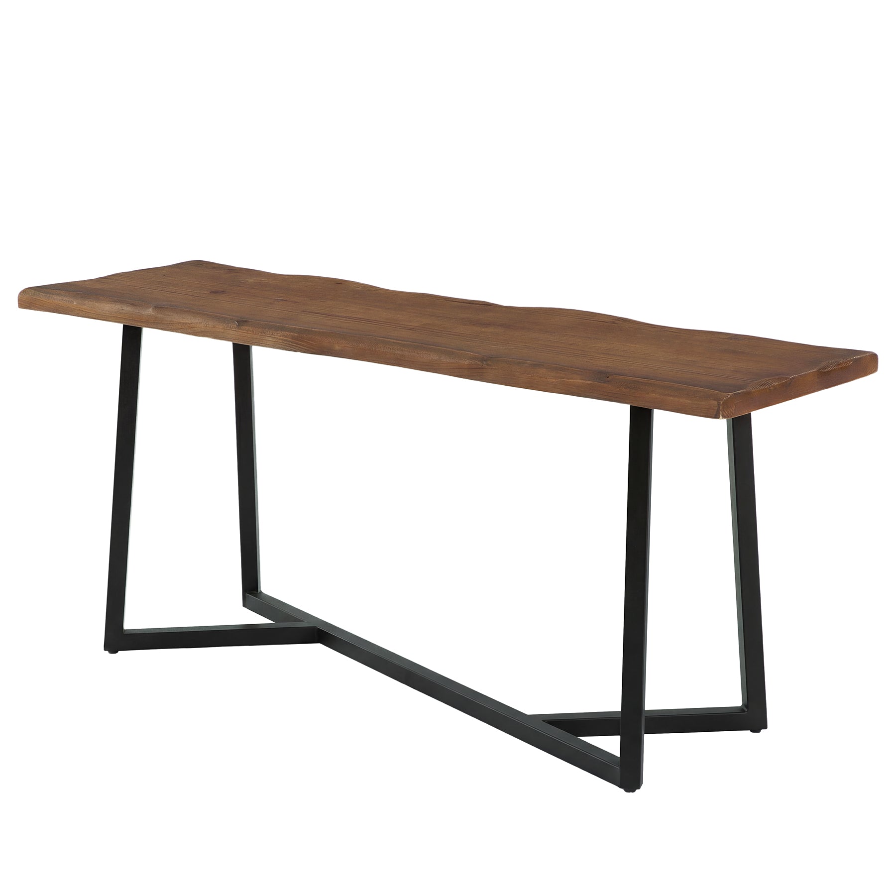 Solid Wood Bar Table, 63" Counter Height Pub Table with Sturdy Metal Frame