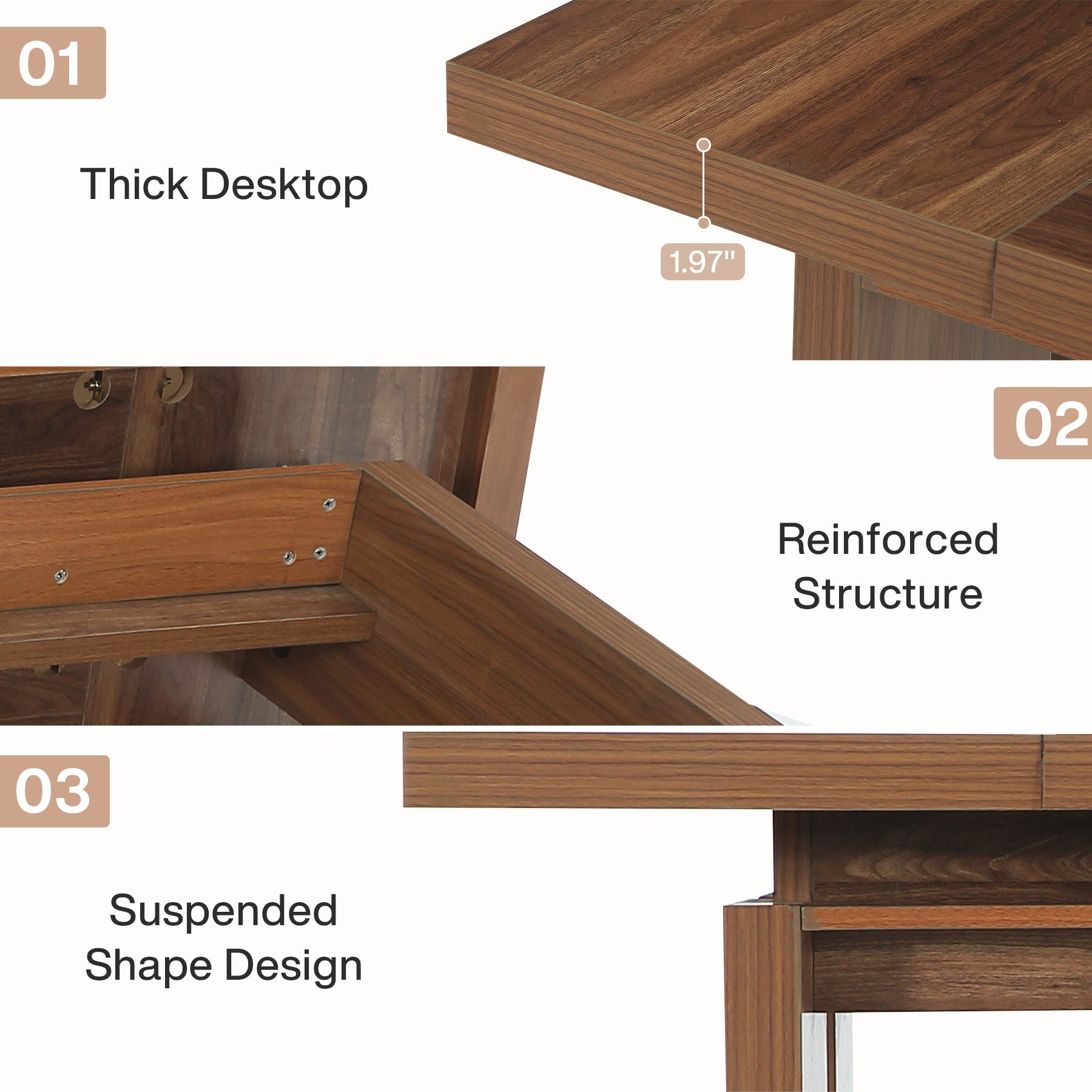 63" Dining Table for 6 People, Mid - Century Modern Rectangular Kitchen Table Tribesigns