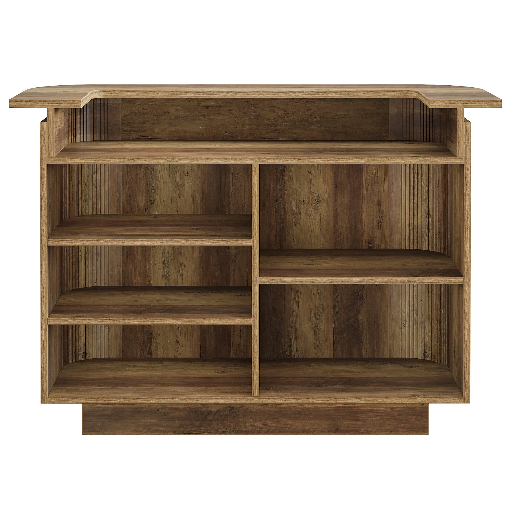 53.5" Home Bar Table, 5-Tier U-Shaped Counter Height Pub Table with 5 Cubbies Storage