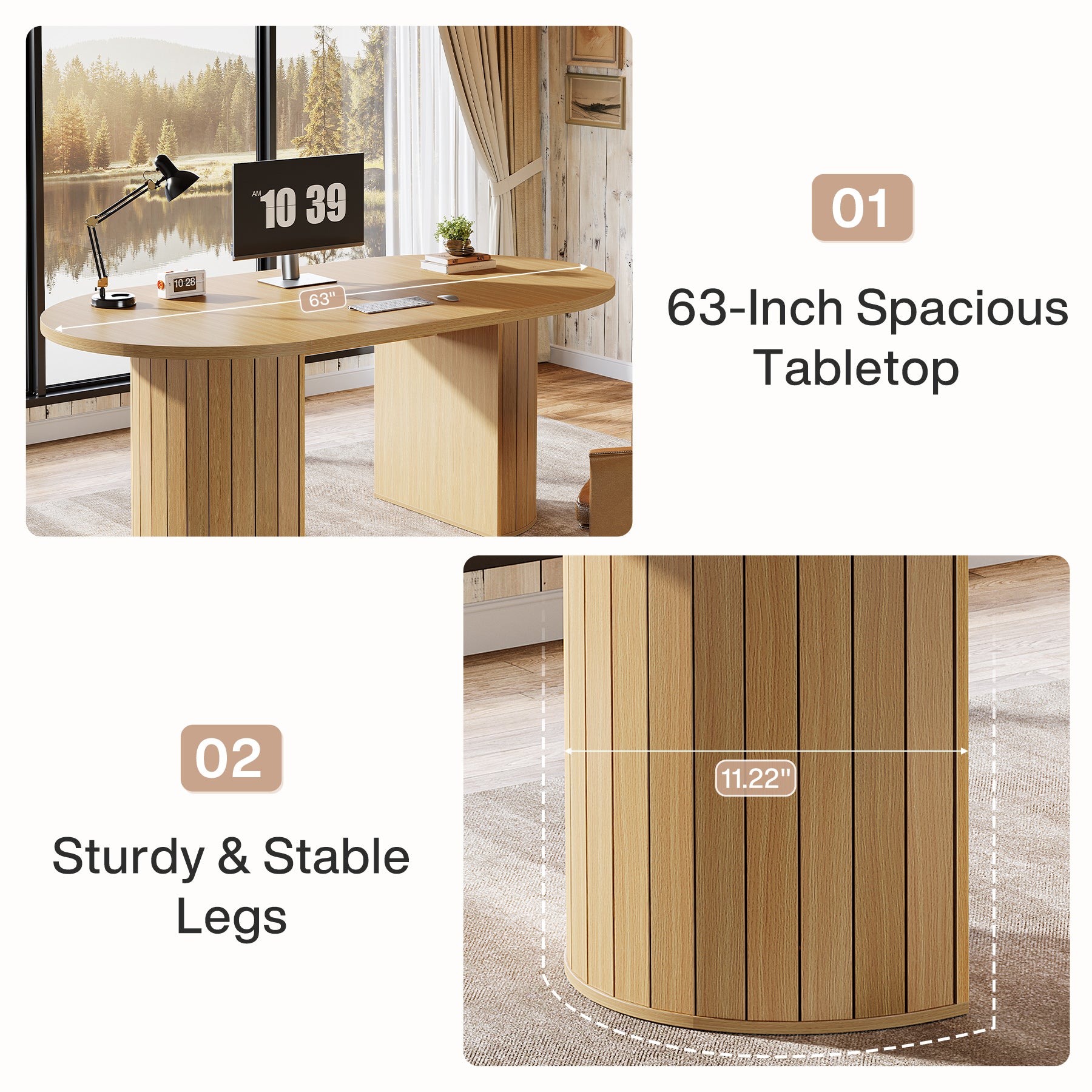 63" Executive Desk, Modern Home Office Desk 5ft Conference Table