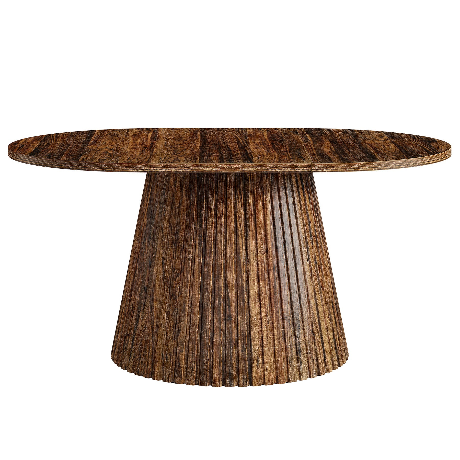 59" Oval Dining Table, Wooden Kitchen Dinner Table with Heavy Pedestal for 4-6 People