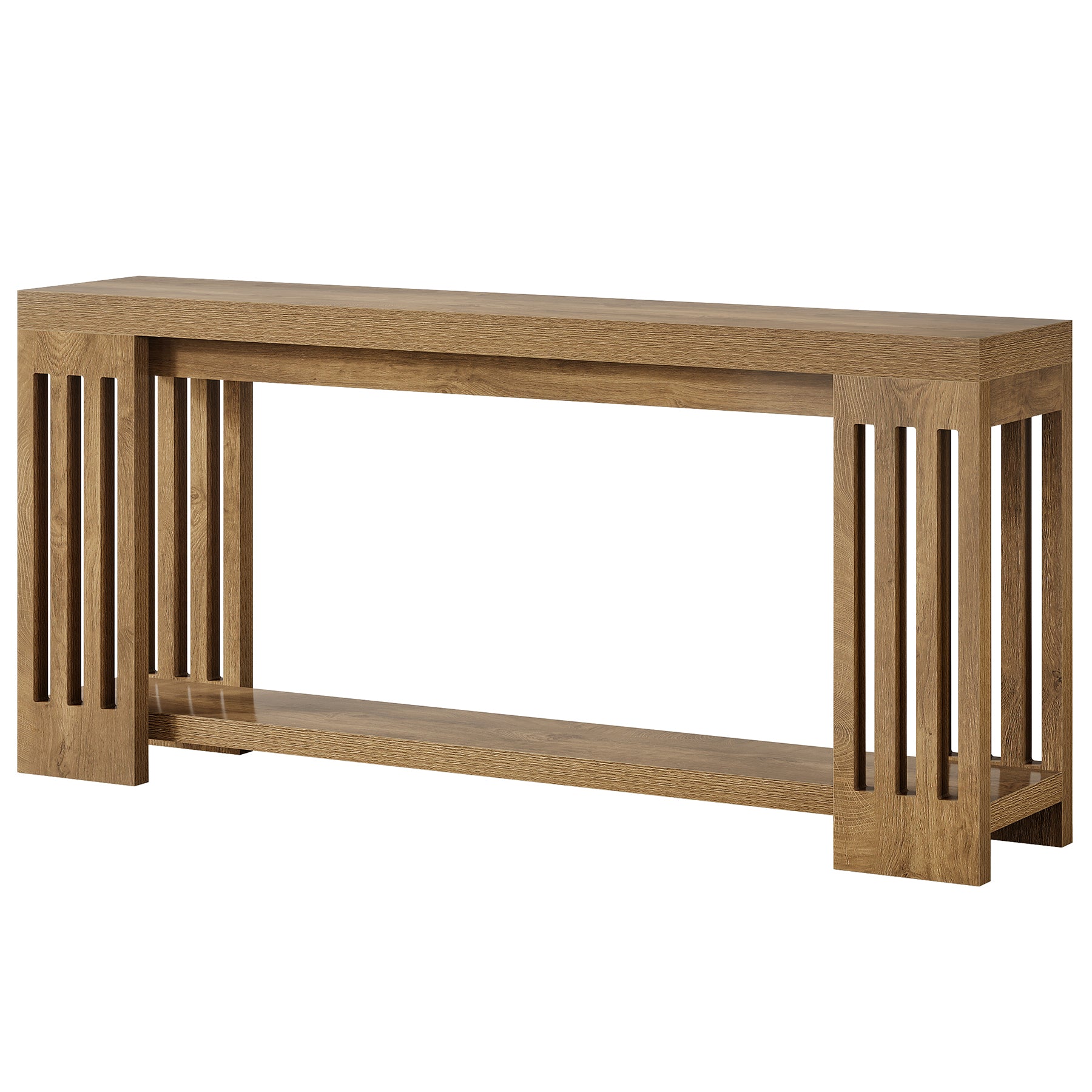 70.9" Console Table, Farmhouse 2 - Tier Sofa Table with Vertical Stripe Legs Tribesigns