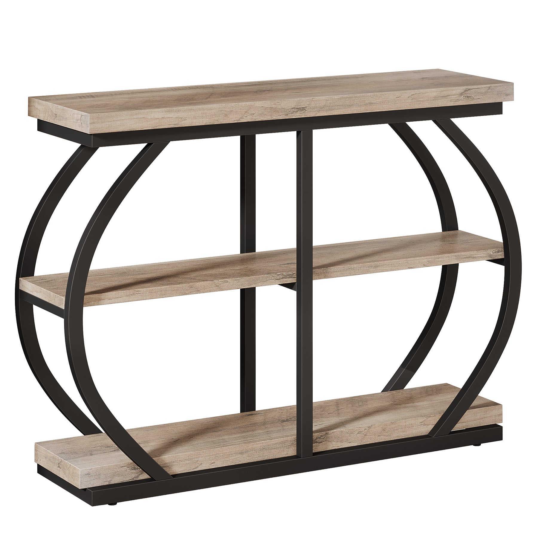 41" Console Table, 3-Tier Sofa Entryway Table with Storage Shelves