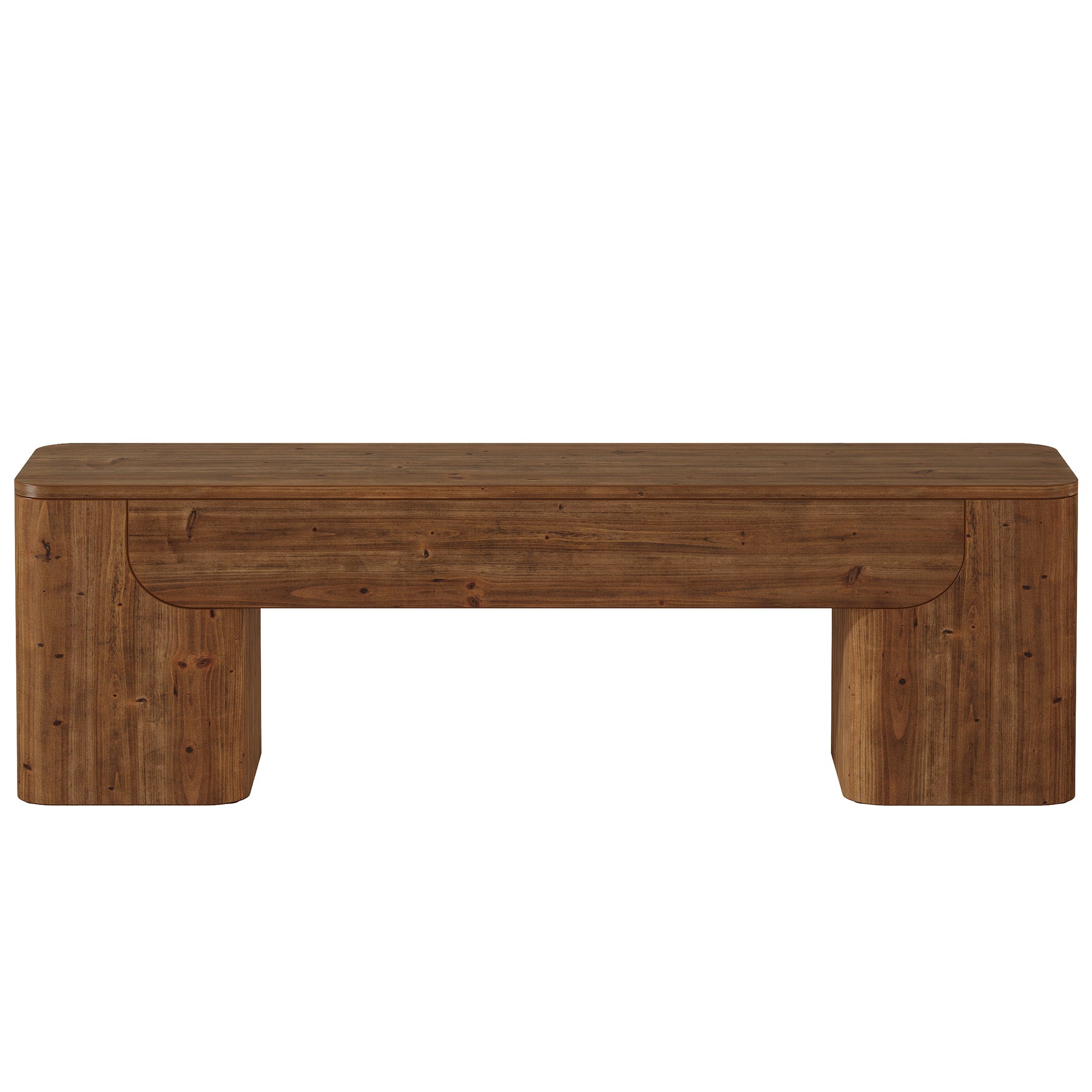 59" Solid Wood Bench, Rustic Heavy Duty Entryway Bench with Sturdy Legs