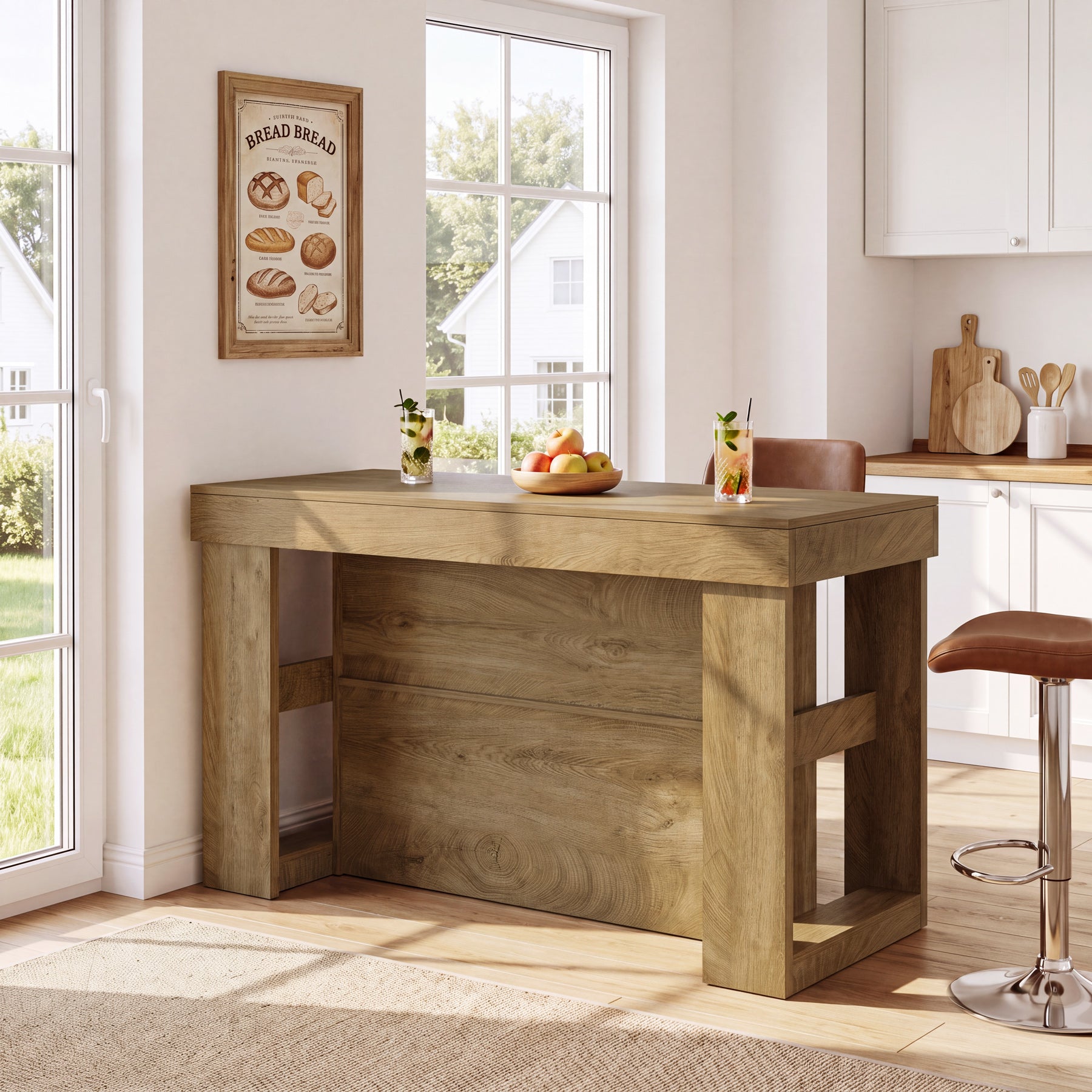 Tribesigns 55-Inch Bar Table with 2 Storage Shelves, Farmhouse Pub Table for Kitchen and Home Bar