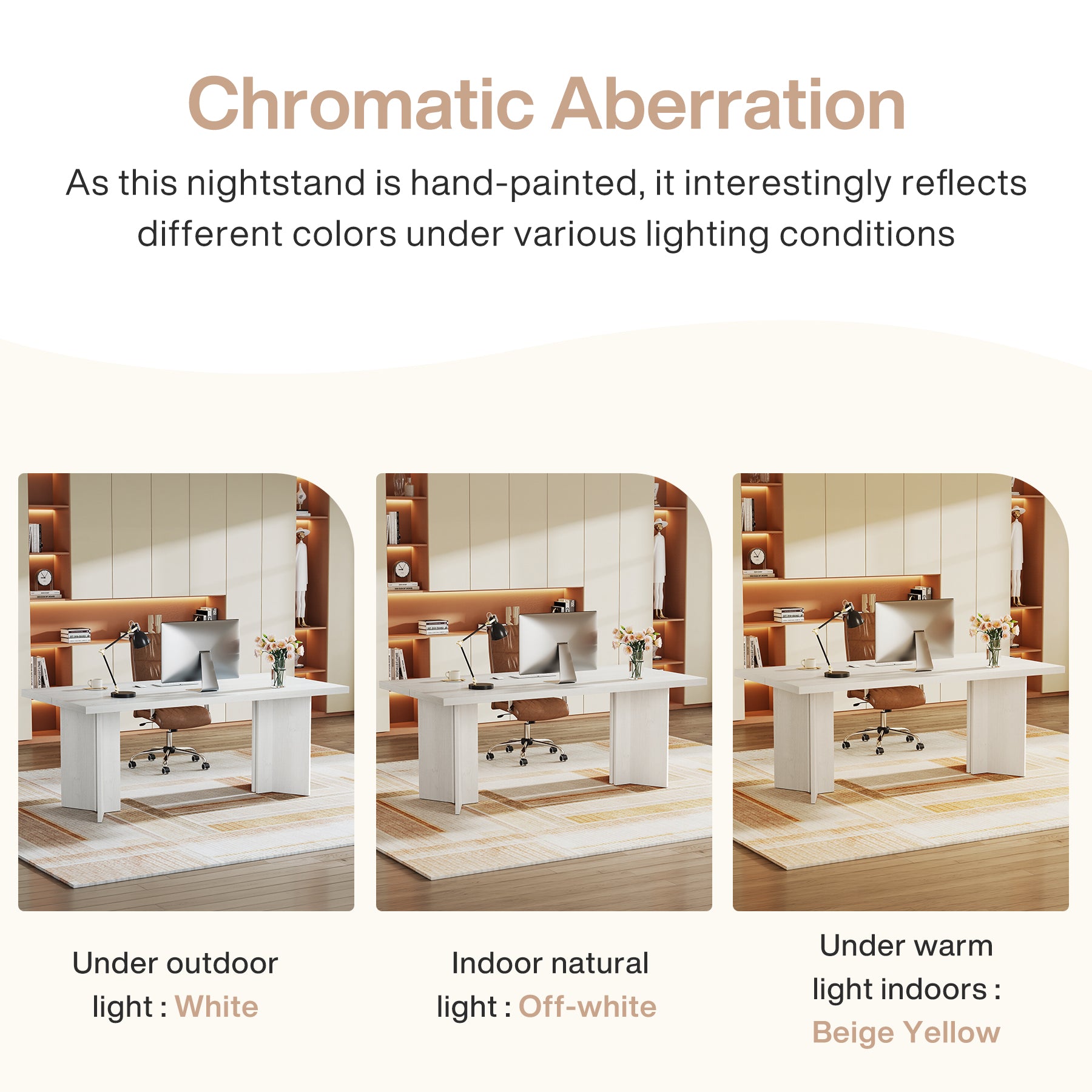 63" Wood Executive Desk, Farmhouse Computer Desk with Large Tabletop