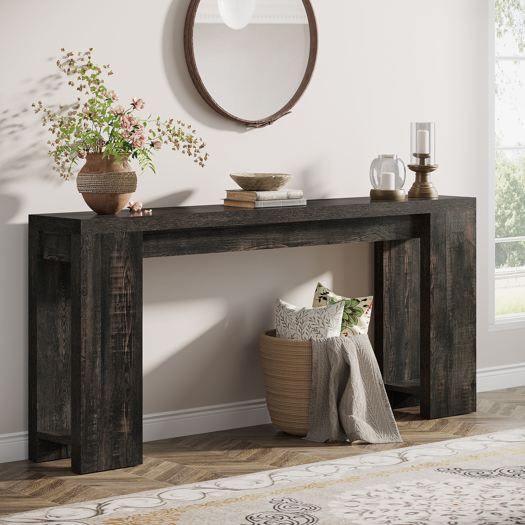 Tribesigns 70.9" Extra Long Console Table, Farmhouse Narrow Sofa Table for Entryway