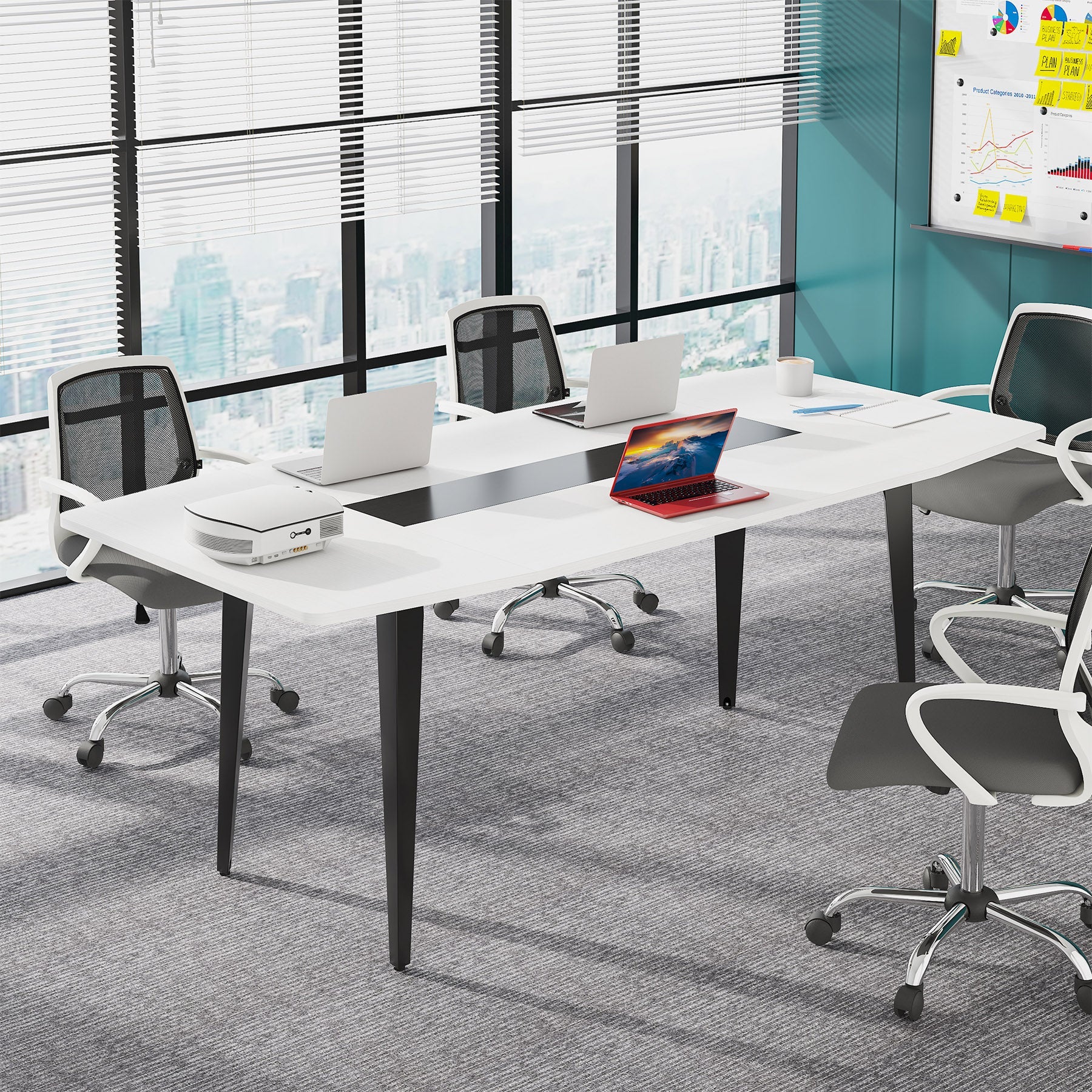 6FT / 8FT Conference Table, Modern Boat Shaped Meeting Table Tribesigns