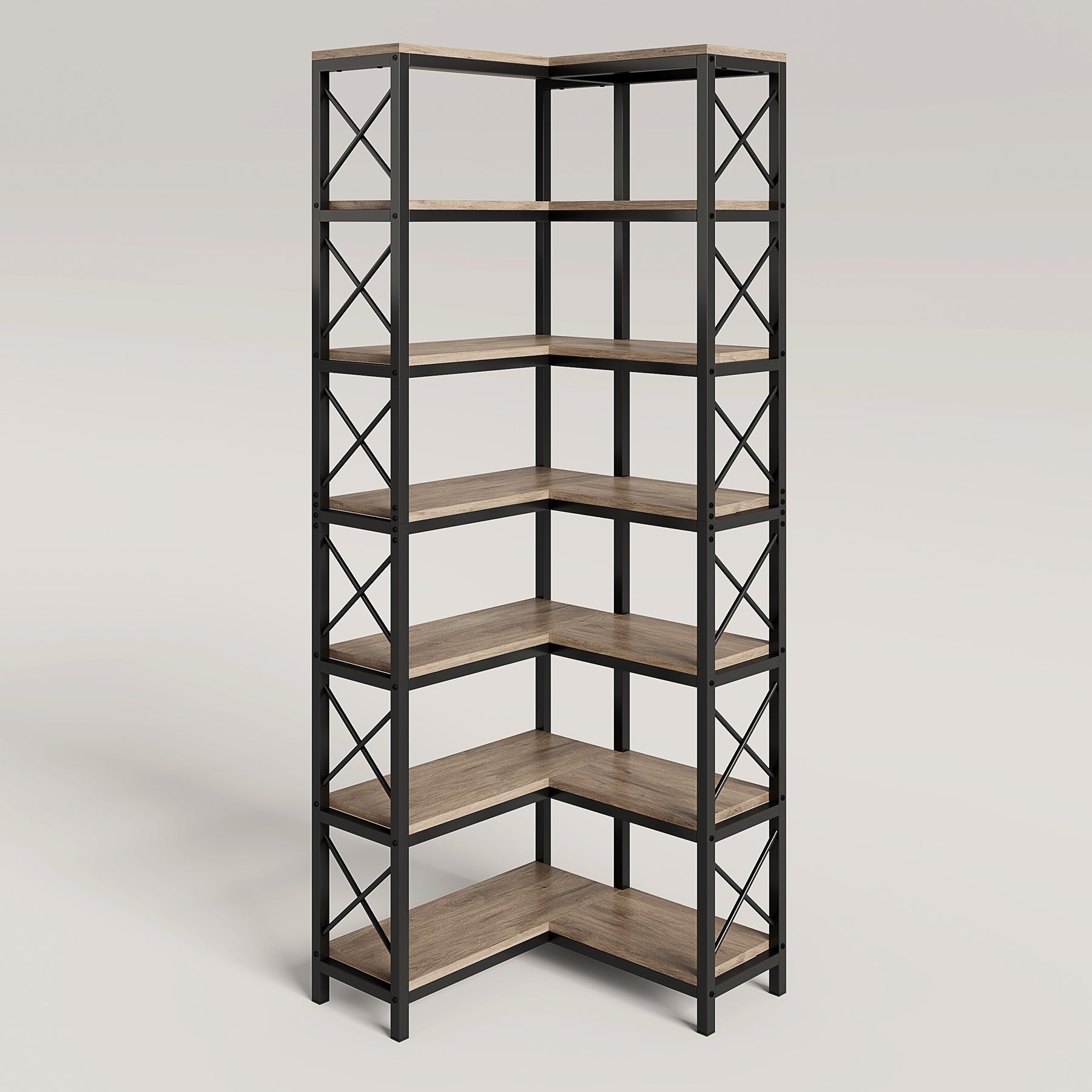 7-Tier Corner Bookshelf Corner Bookcase Storage Display Rack Tribesigns