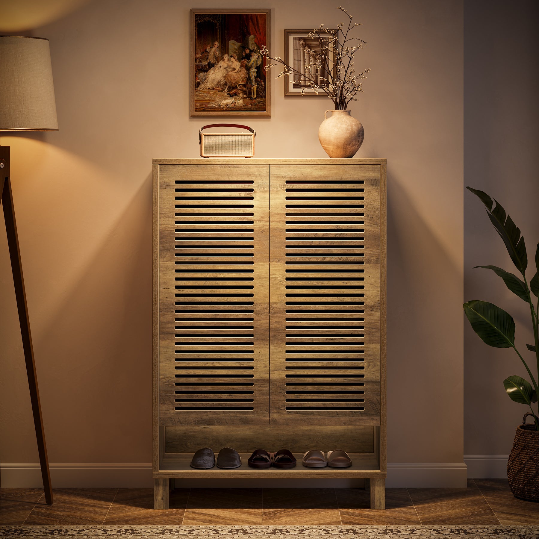 7 Tier Shoe Cabinet, 24 Pairs Shoe Rack with Ventilated Louvered Doors Tribesigns