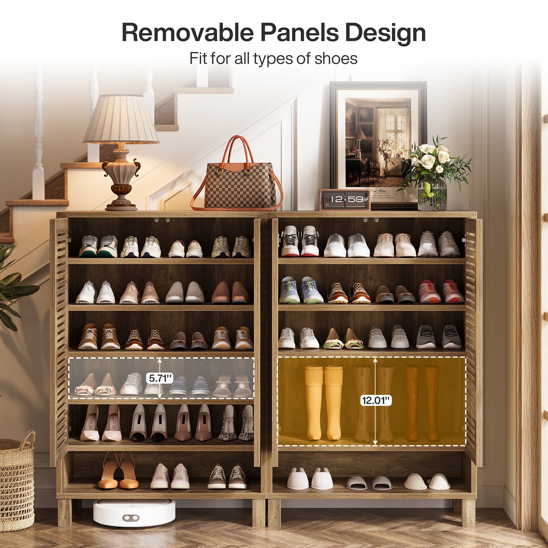 7 Tier Shoe Cabinet, 24 Pairs Shoe Rack with Ventilated Louvered Doors Tribesigns