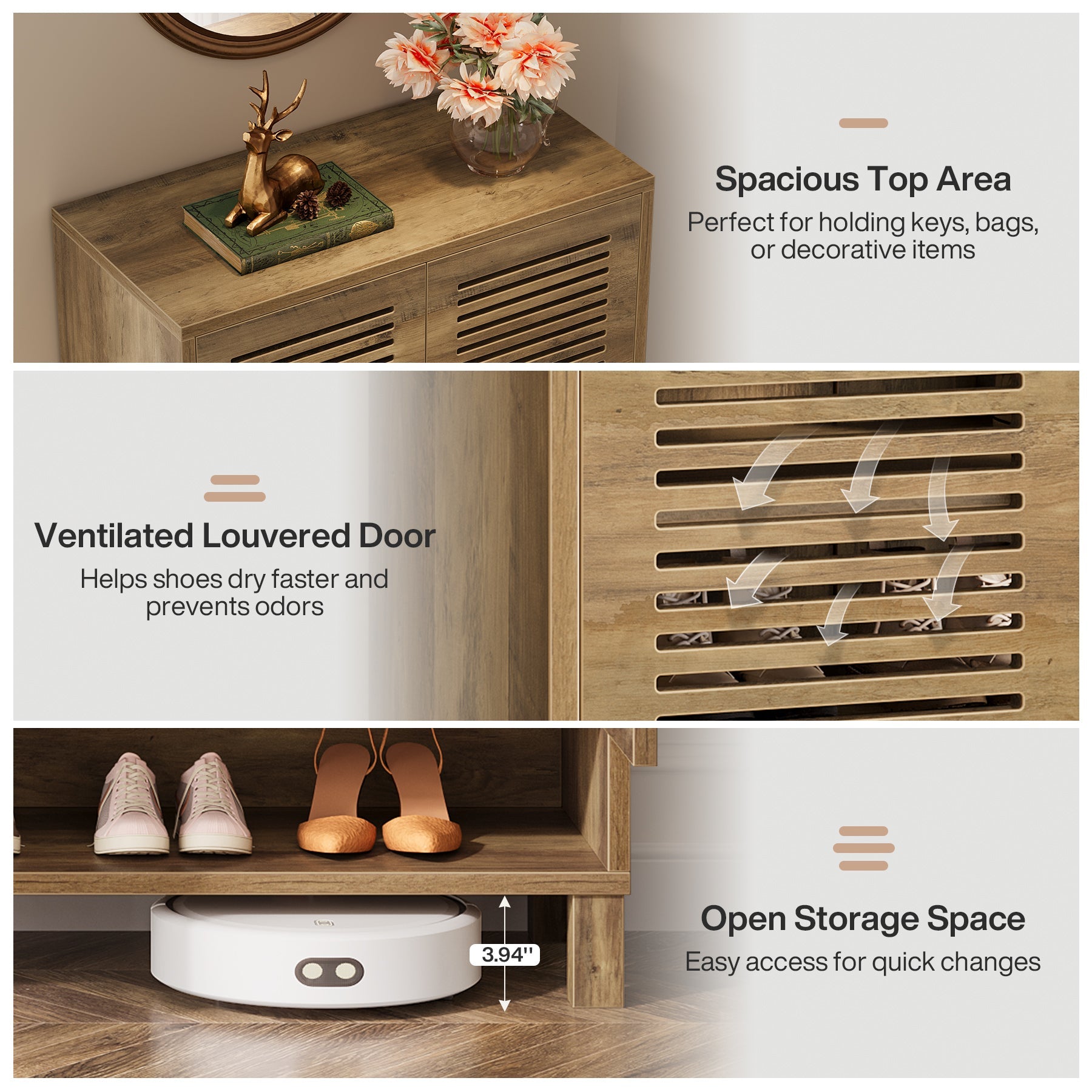 7 Tier Shoe Cabinet, 24 Pairs Shoe Rack with Ventilated Louvered Doors Tribesigns