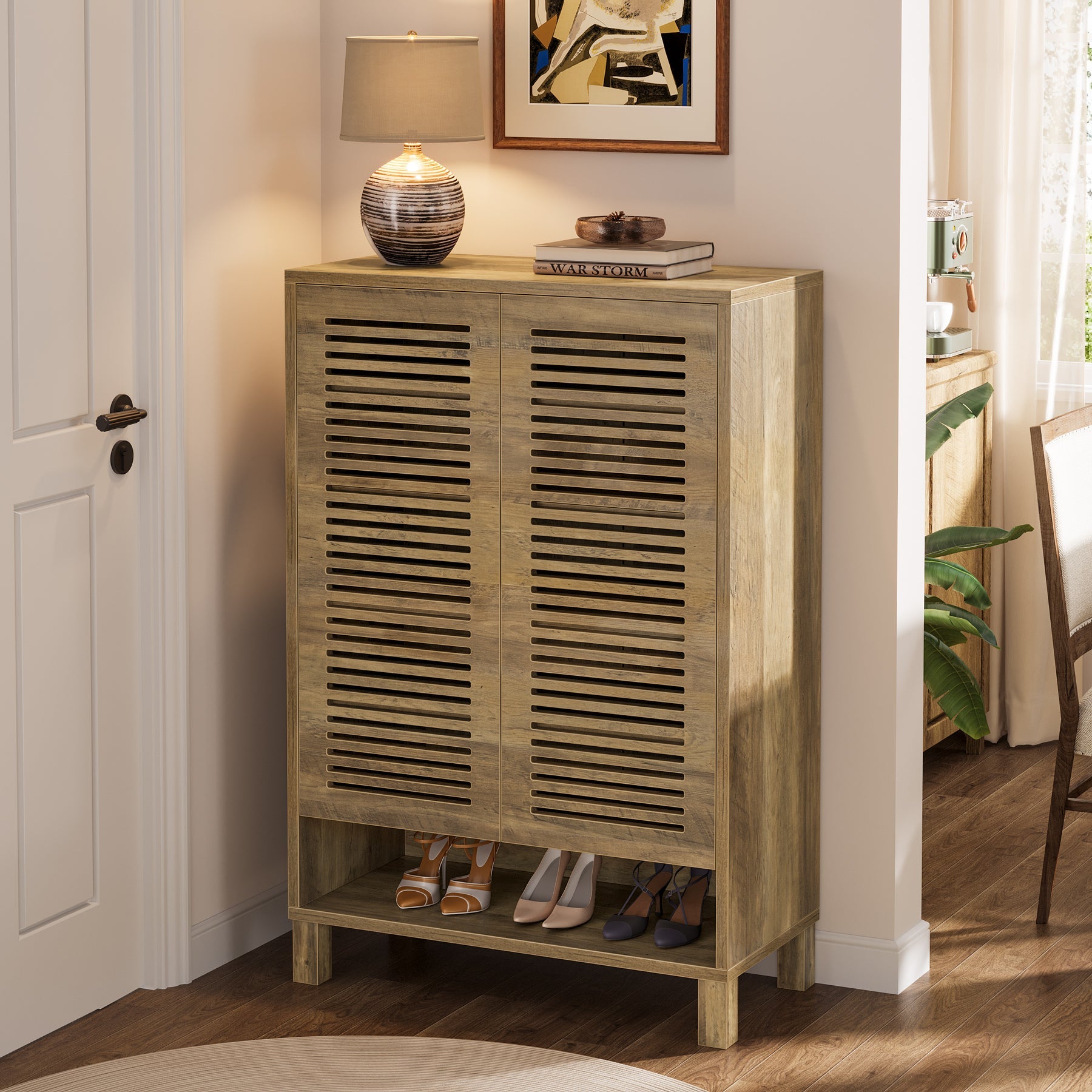 7 Tier Shoe Cabinet, 24 Pairs Shoe Rack with Ventilated Louvered Doors Tribesigns