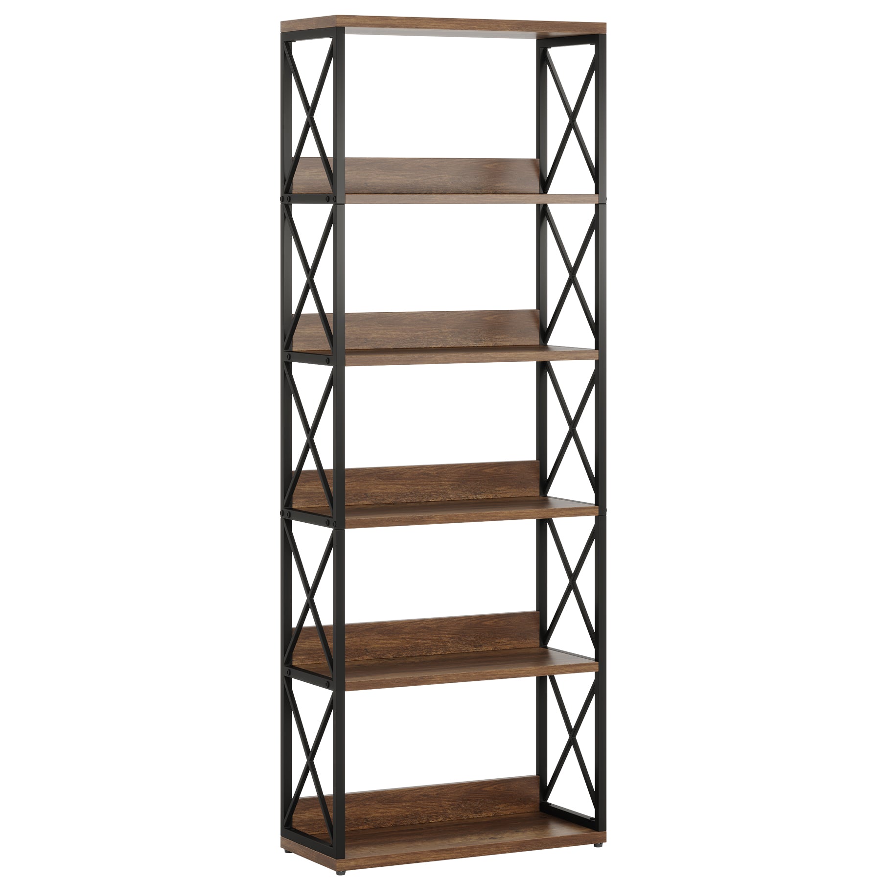 70" Floor Standing Bookshelf, 6 - Tier Etagere Bookcase with Open Shelves Tribesigns