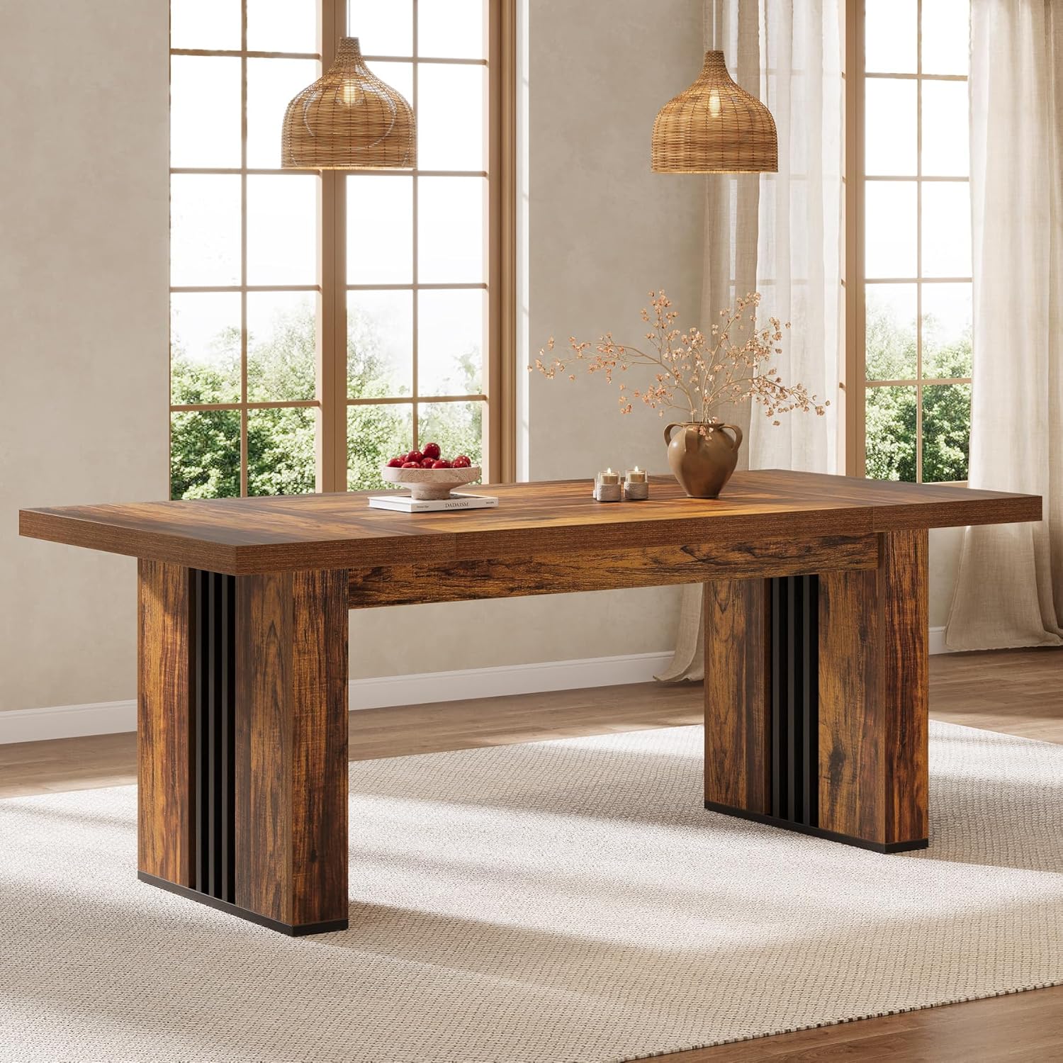 70.86" Dining Table, Rectangular Heavy Duty Kitchen Dinner Table for 6 - 8 People Tribesigns