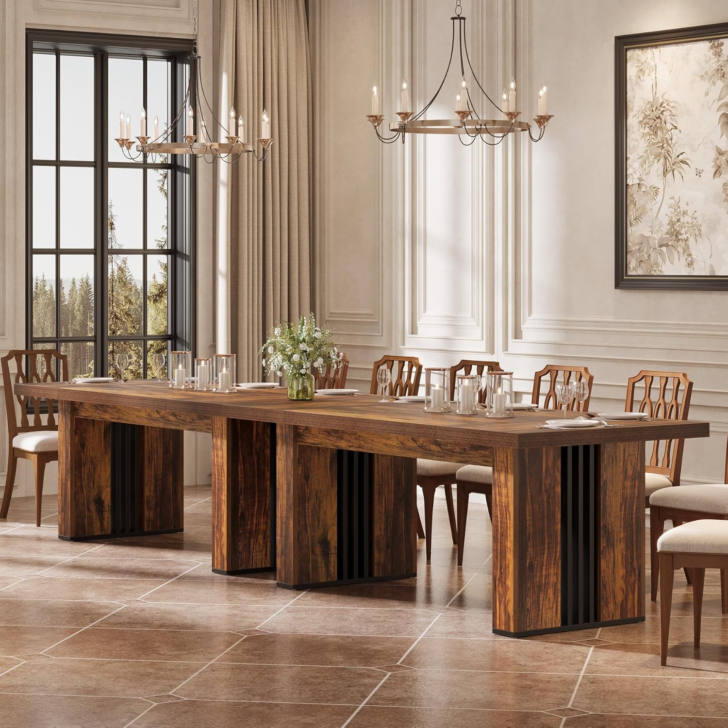 70.86" Dining Table, Rectangular Heavy Duty Kitchen Dinner Table for 6 - 8 People Tribesigns