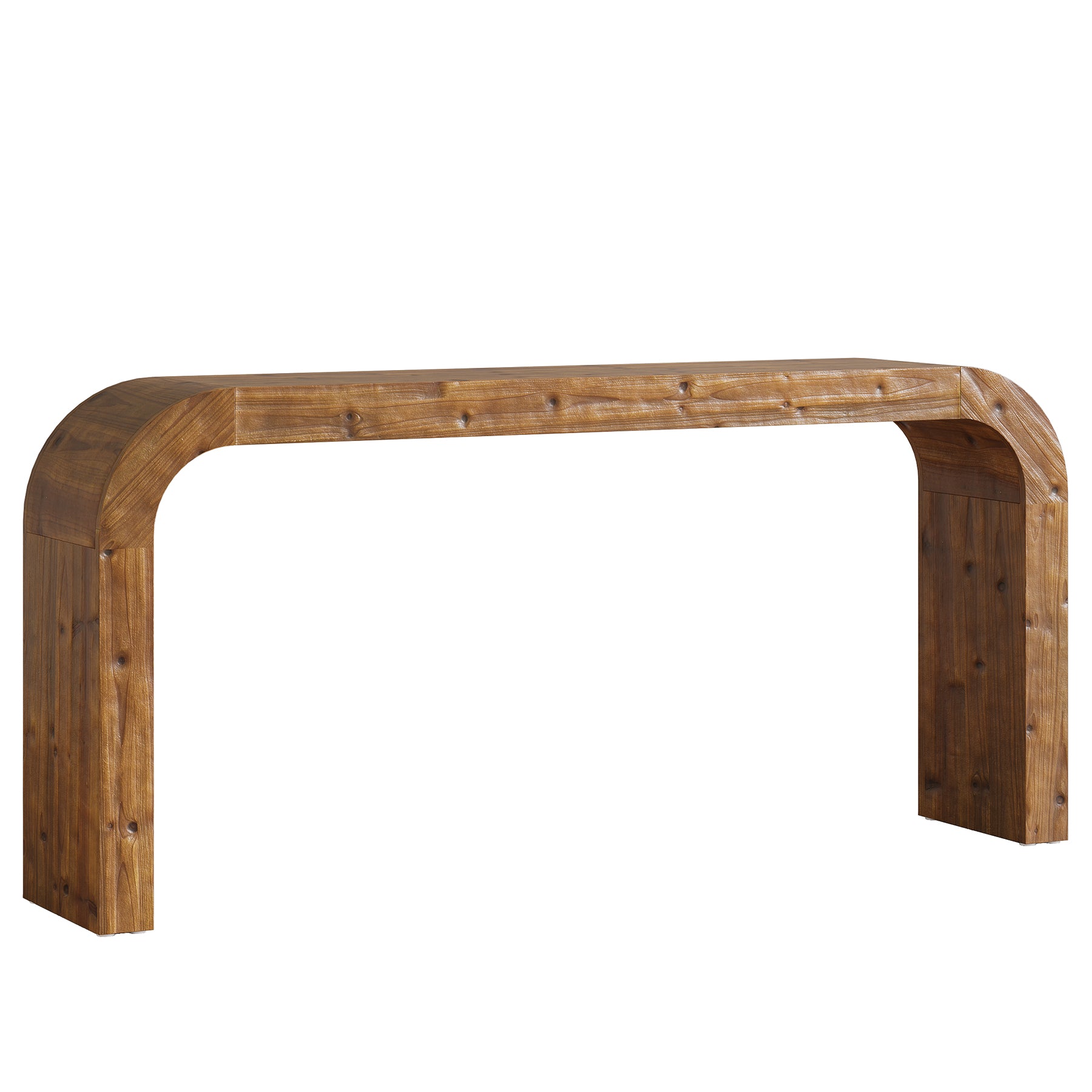 70.8" Console Table, Solid Wood Sofa Table with Curved Corners