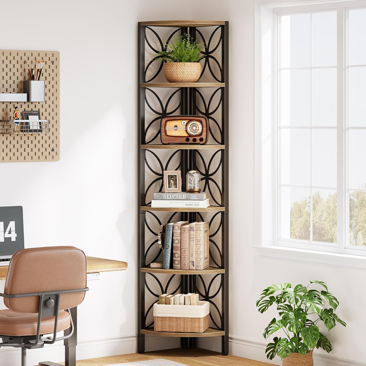 70.8" Corner Shelf, 6 - Tier Corner Bookshelf Display Shelf Storage Rack Tribesigns
