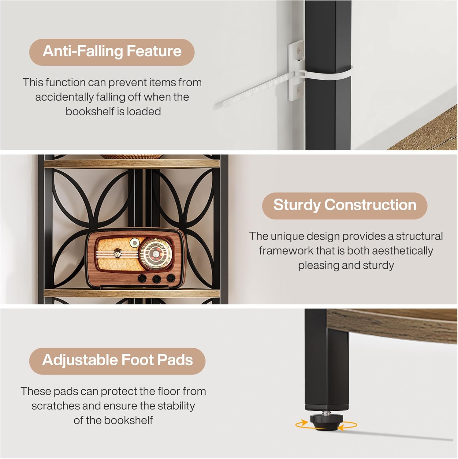 70.8" Corner Shelf, 6 - Tier Corner Bookshelf Display Shelf Storage Rack Tribesigns