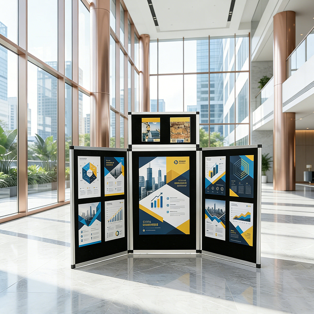 70.8" Folding Presentation Board, 3+1 Panel Trade Portable Panel Display