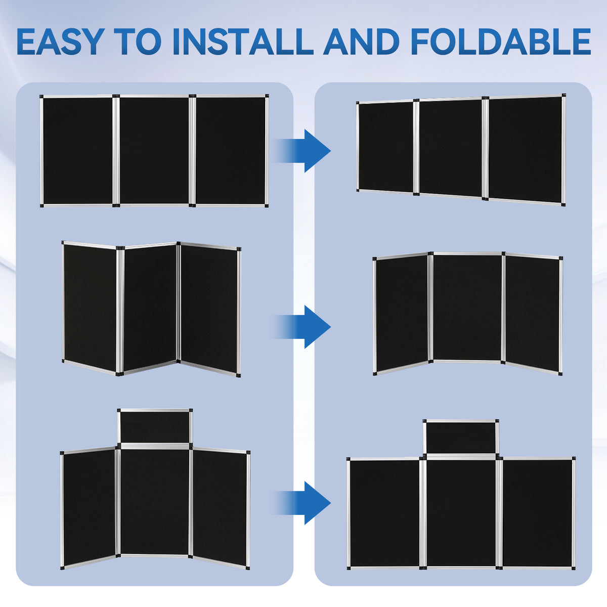 70.8" Folding Presentation Board, 3+1 Panel Trade Portable Panel Display
