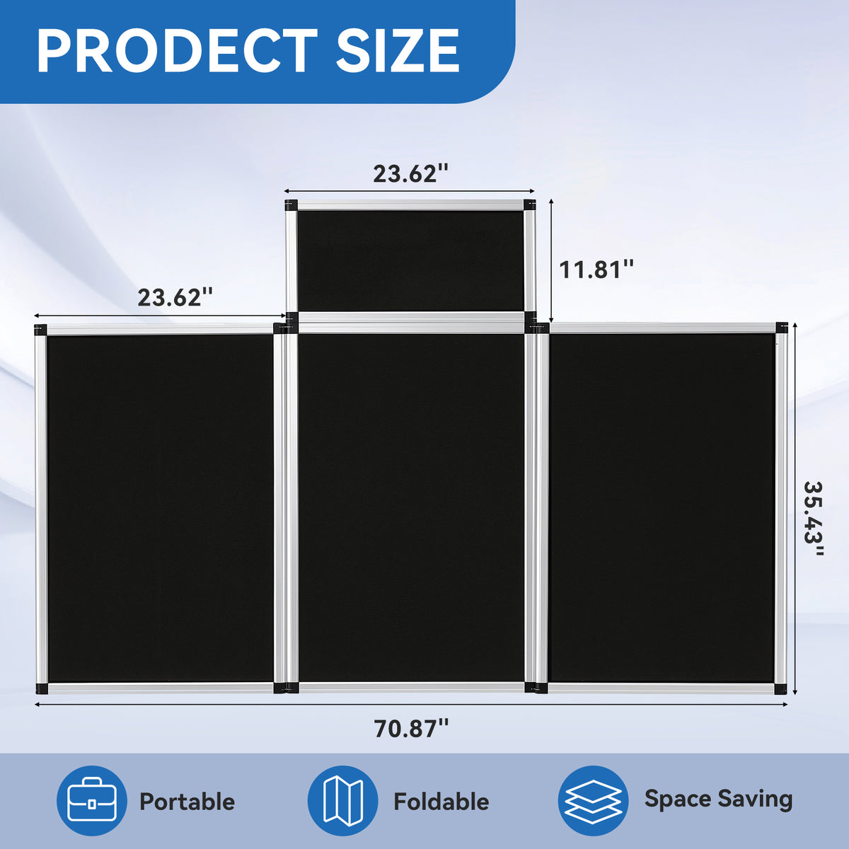 70.8" Folding Presentation Board, 3+1 Panel Trade Portable Panel Display