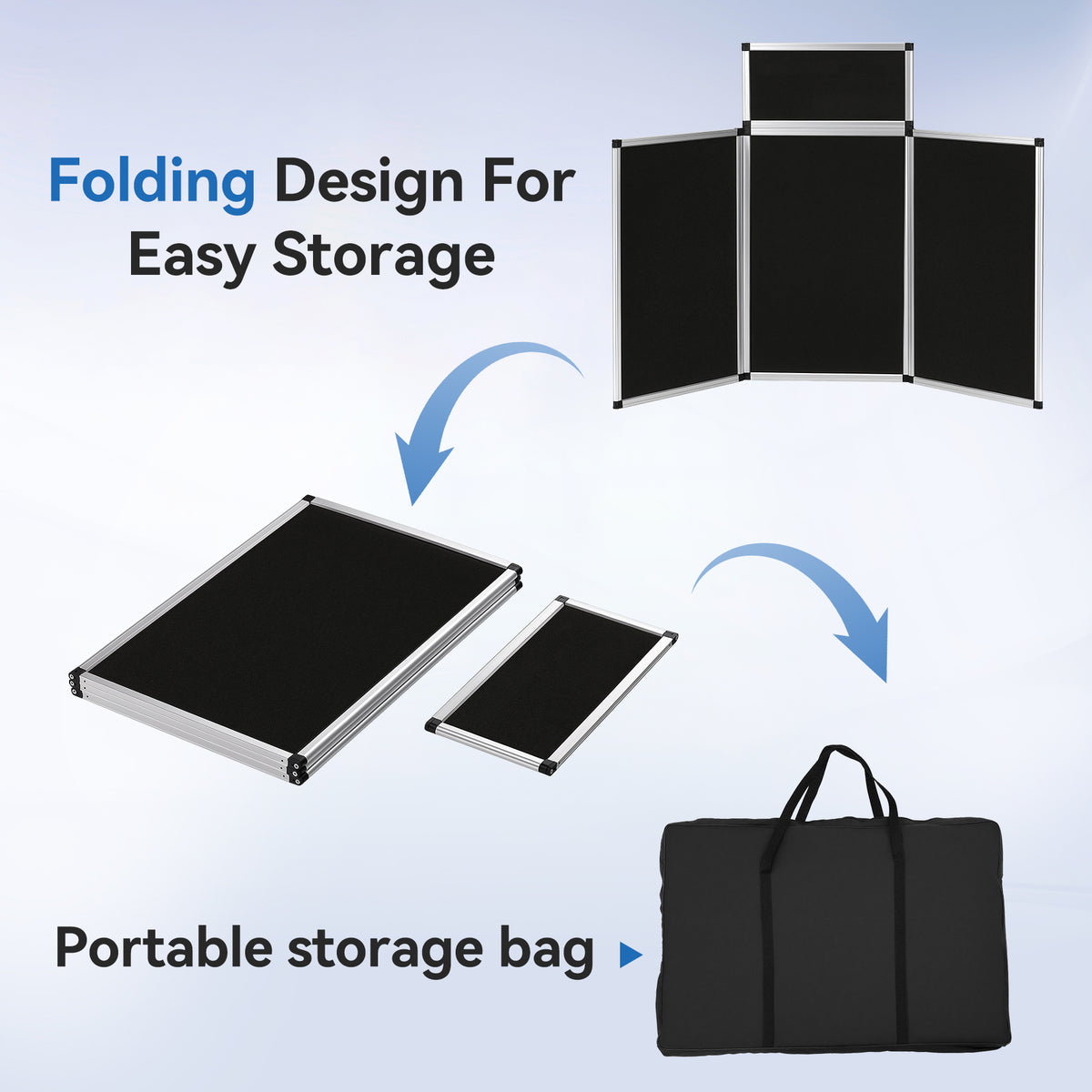 70.8" Folding Presentation Board, 3+1 Panel Trade Portable Panel Display