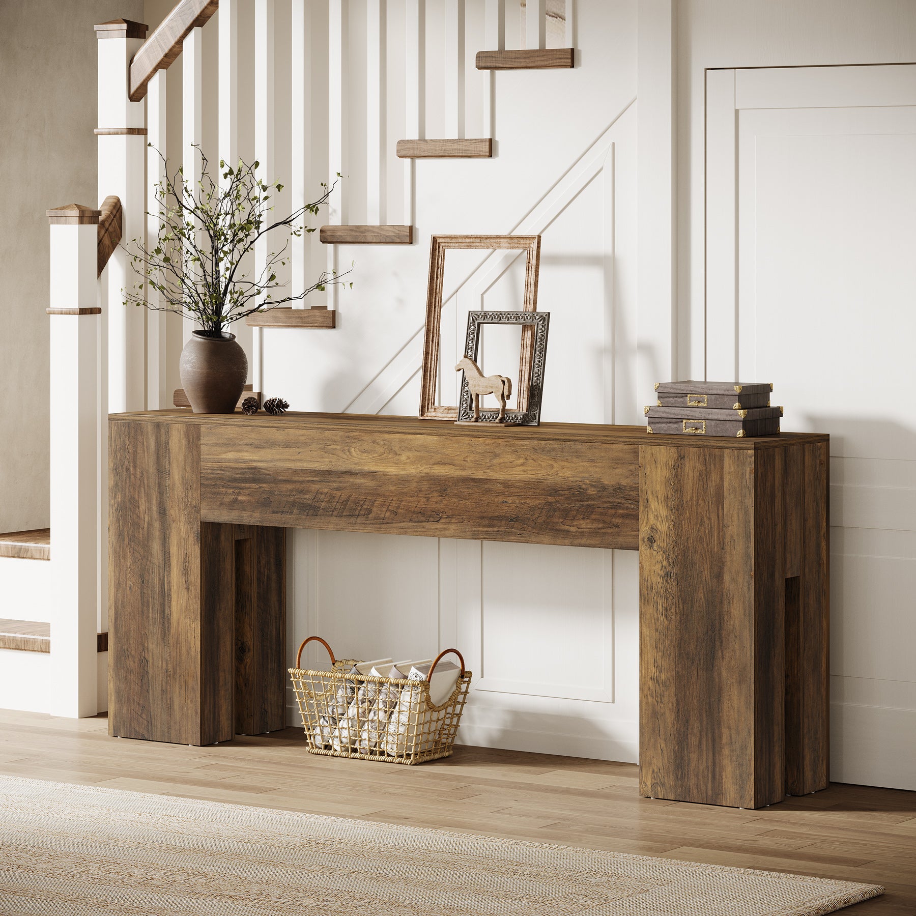 70.8" Wooden Console Table, Sturdy Sofa Hallway Table