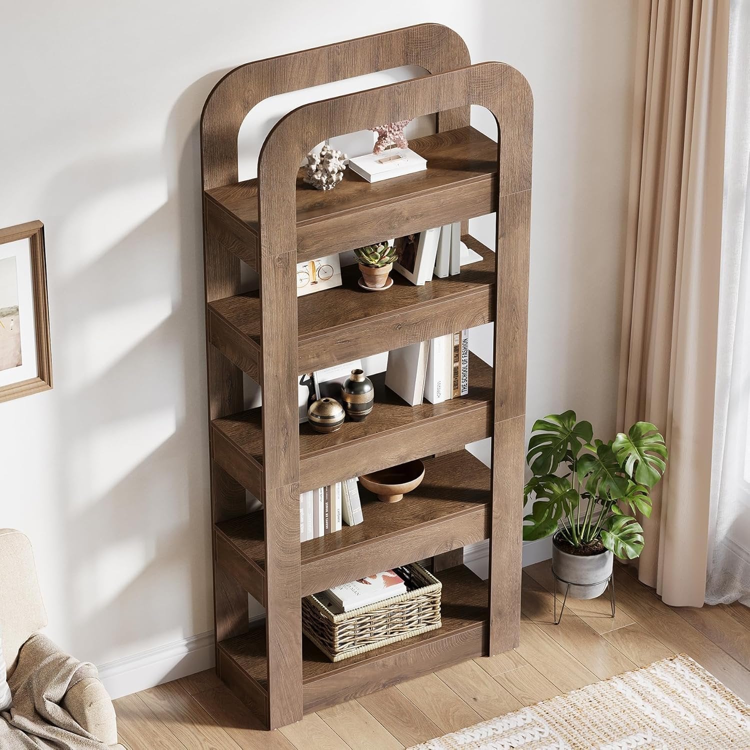 70.9" Bookshelf, 5-Tier Bookcase Storage Unit with Open Shelves