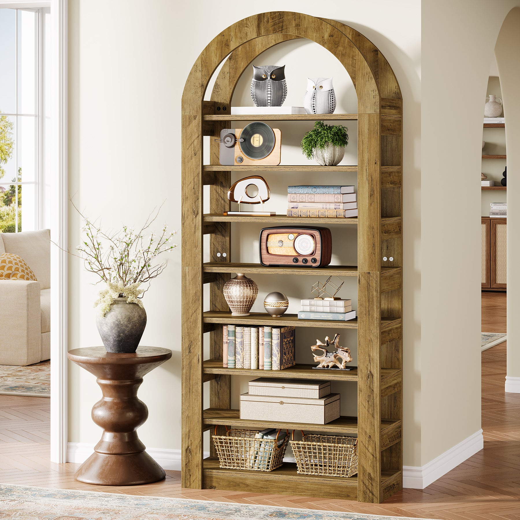 70.9" Bookshelf, 8-Tier Modern Bookcase Storage Display Shelf