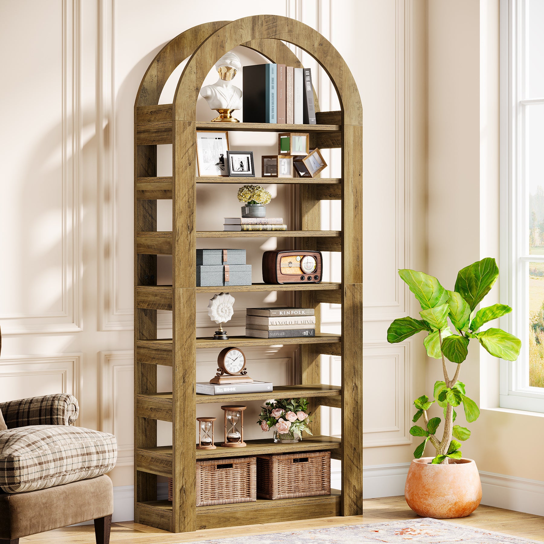 70.9" Bookshelf, 8-Tier Modern Bookcase Storage Display Shelf