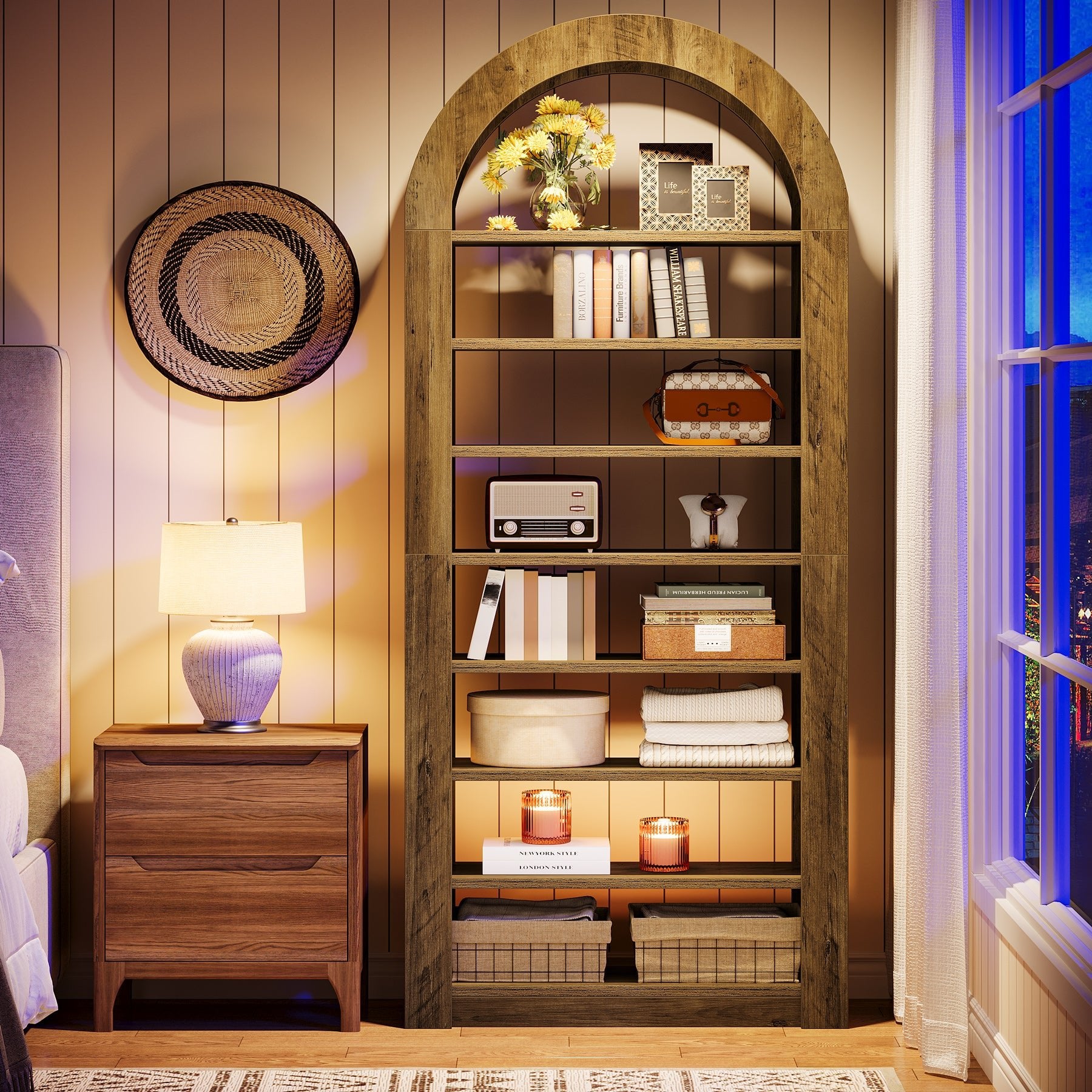 70.9" Bookshelf, 8-Tier Modern Bookcase Storage Display Shelf