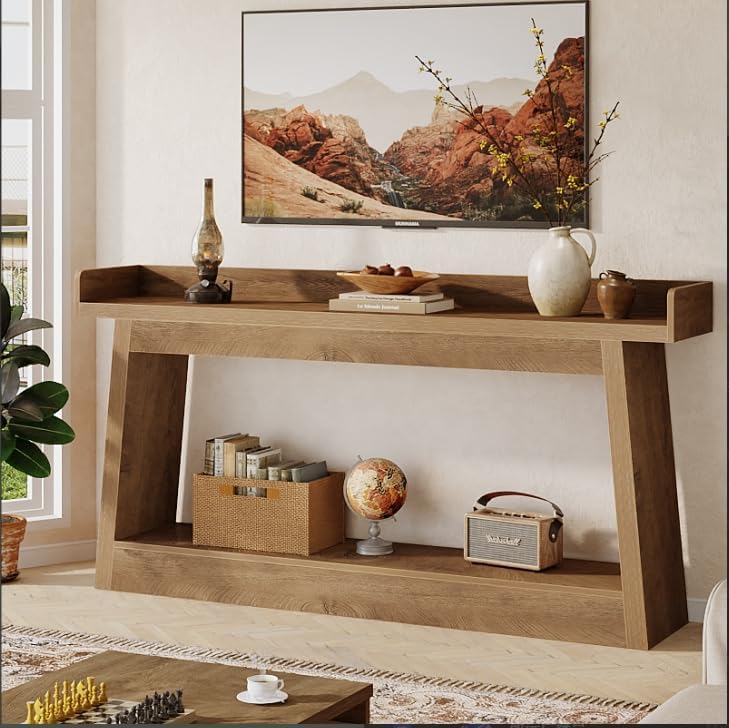 70.9" Console Table, 2-Tier Entryway Table Sofa Table with Storage