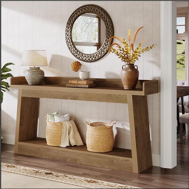 70.9" Console Table, 2-Tier Entryway Table Sofa Table with Storage