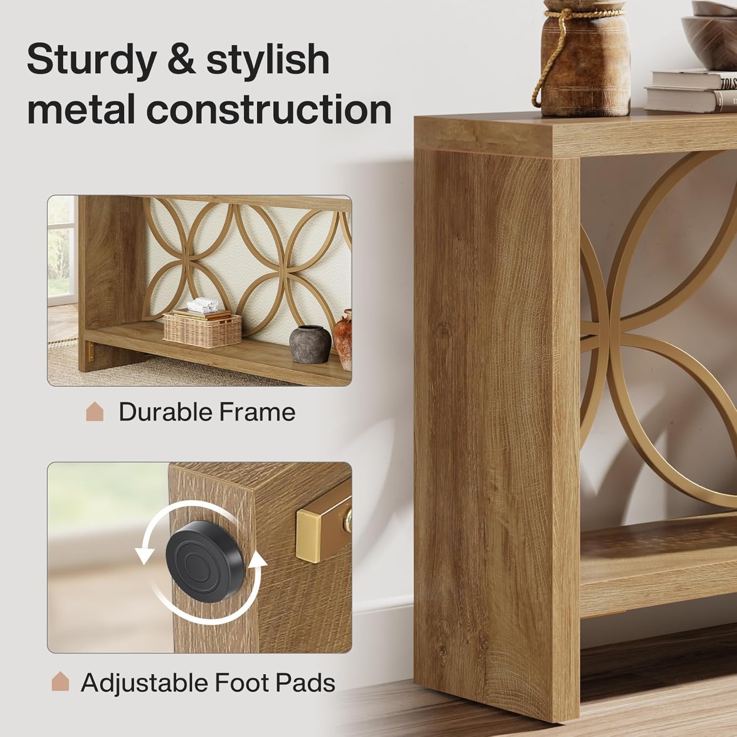 70.9" Console Table, Farmhouse Sofa Table Entryway Table with Storage