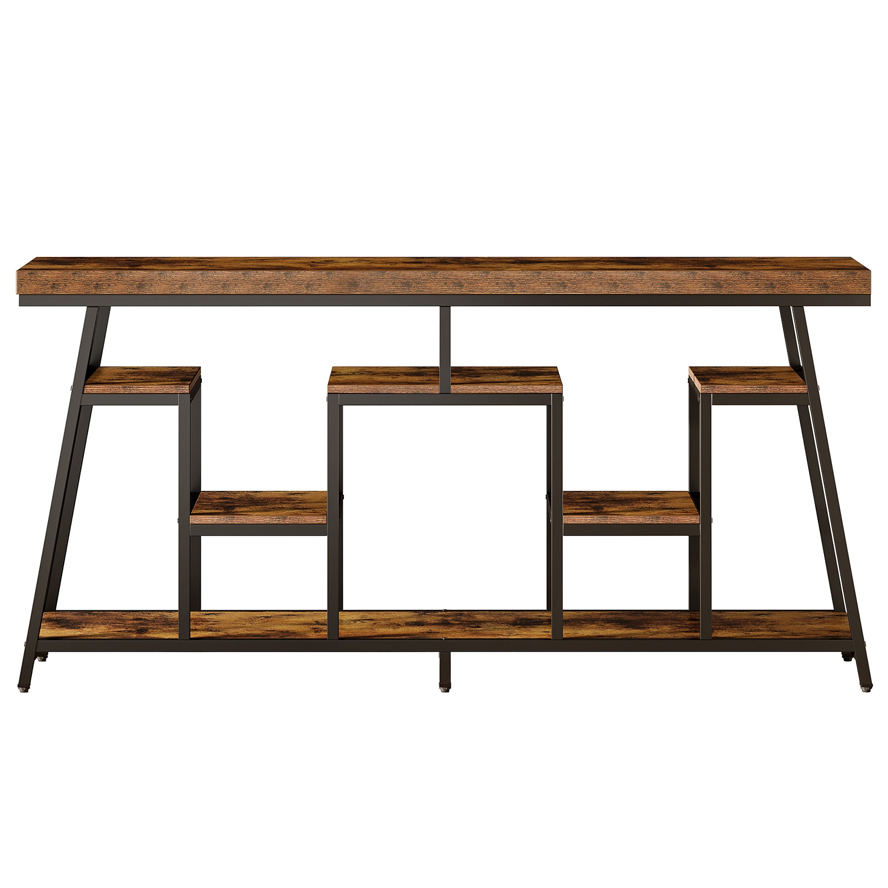 70.9“ Console Table, Sofa Table Behind The Couch Entryway Table with Storage Shelves