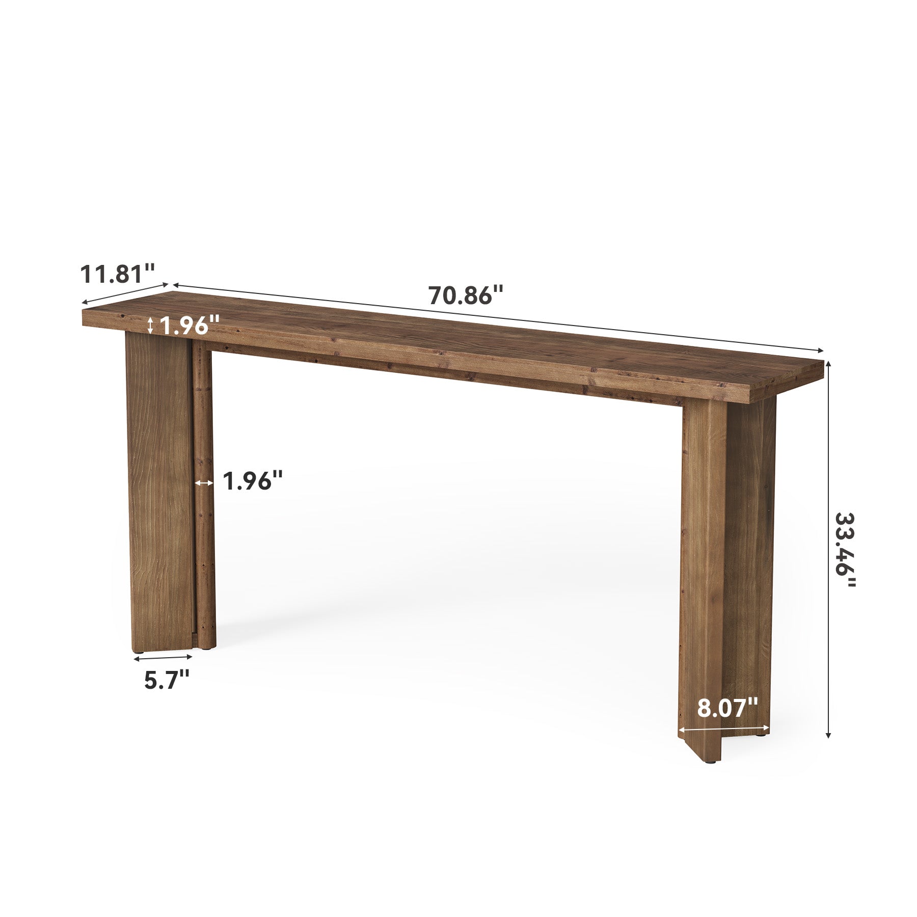 70.9" Console Table, Solid Wood Sofa Table Entryway Foyer Table