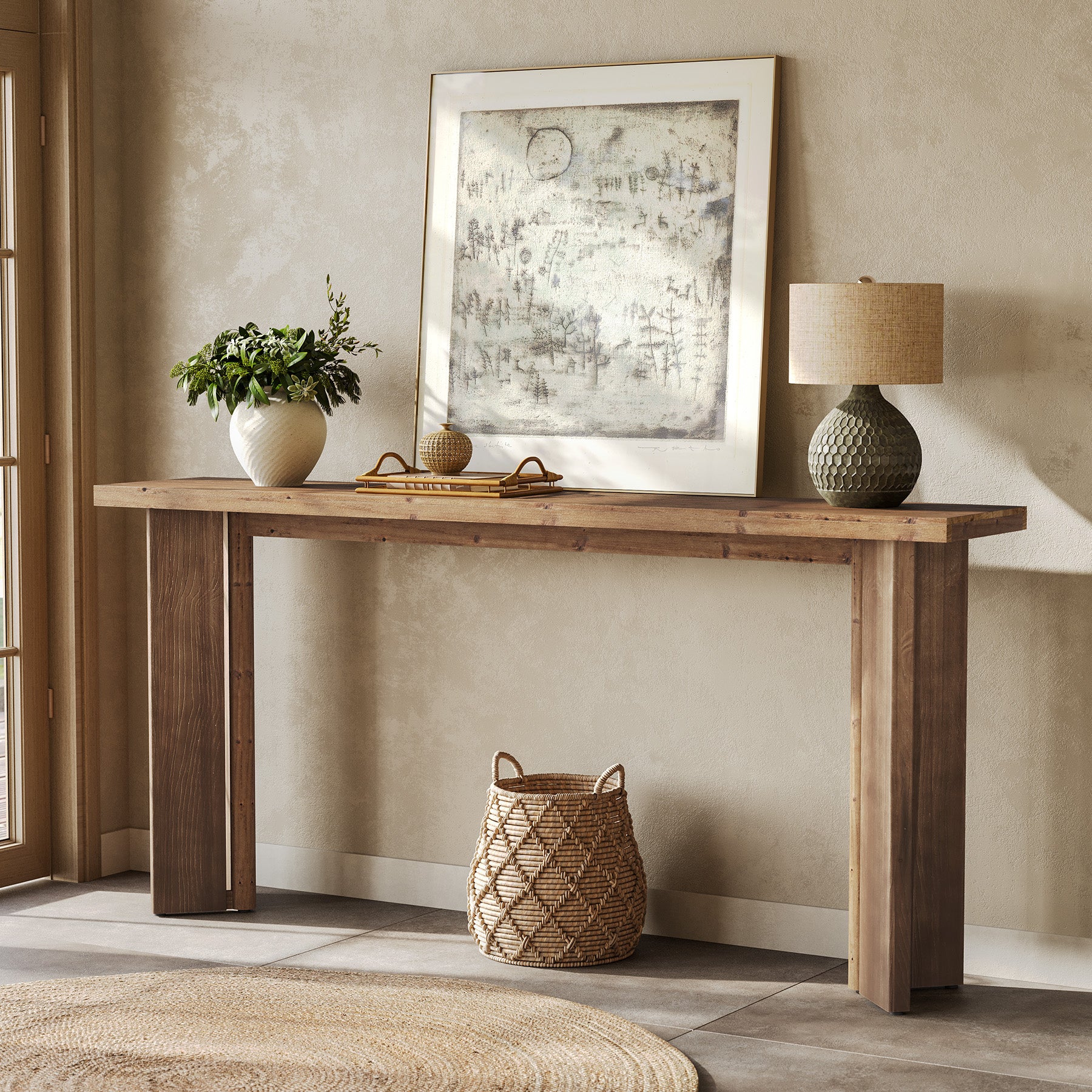 70.9" Console Table, Solid Wood Sofa Table Entryway Foyer Table