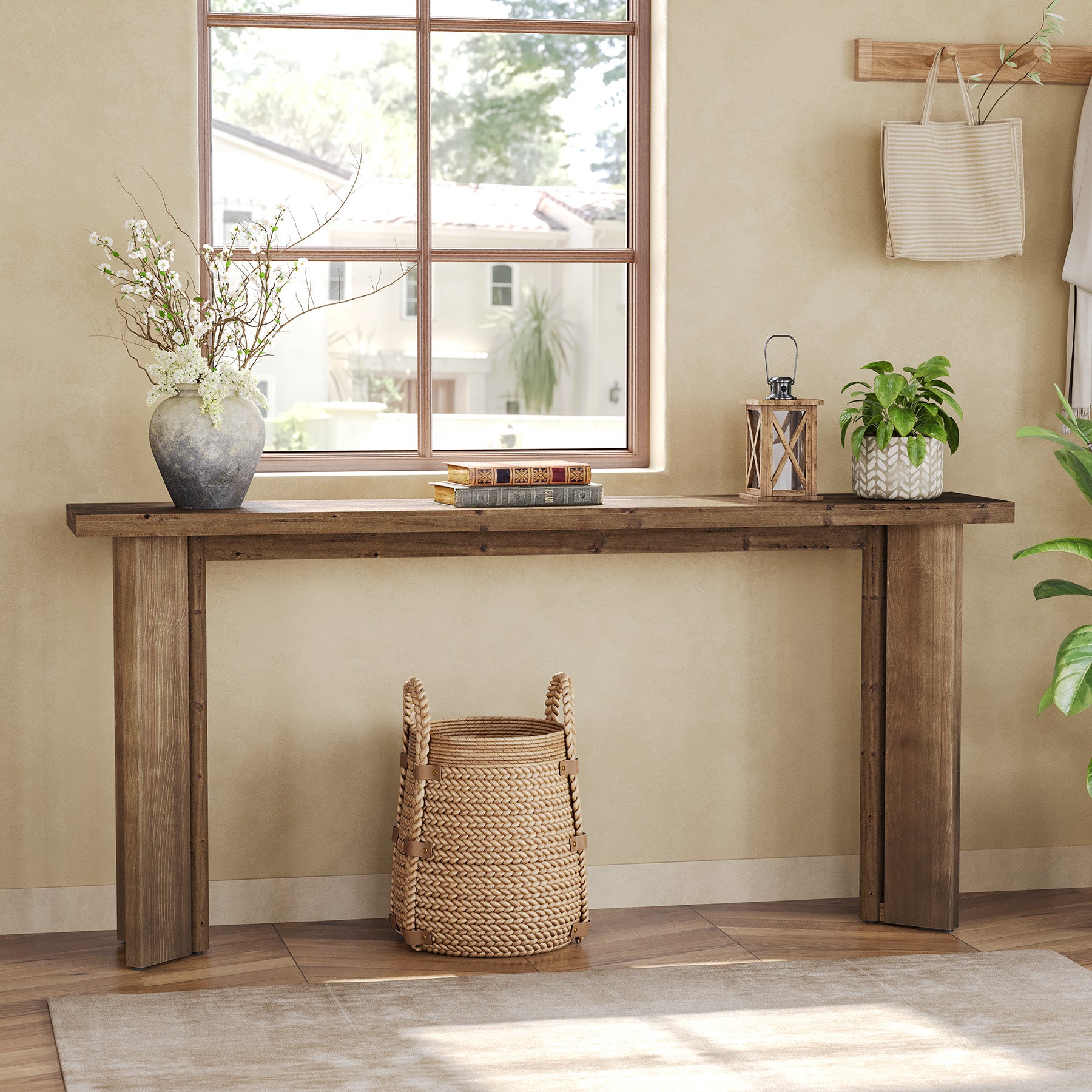 70.9" Console Table, Solid Wood Sofa Table Entryway Foyer Table