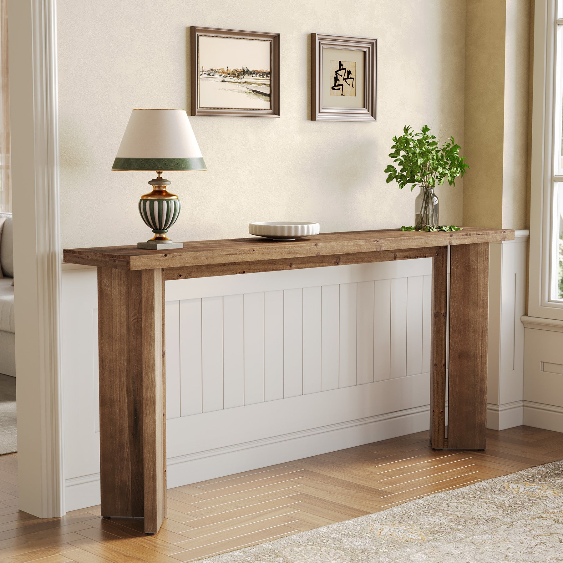 70.9" Console Table, Solid Wood Sofa Table Entryway Foyer Table