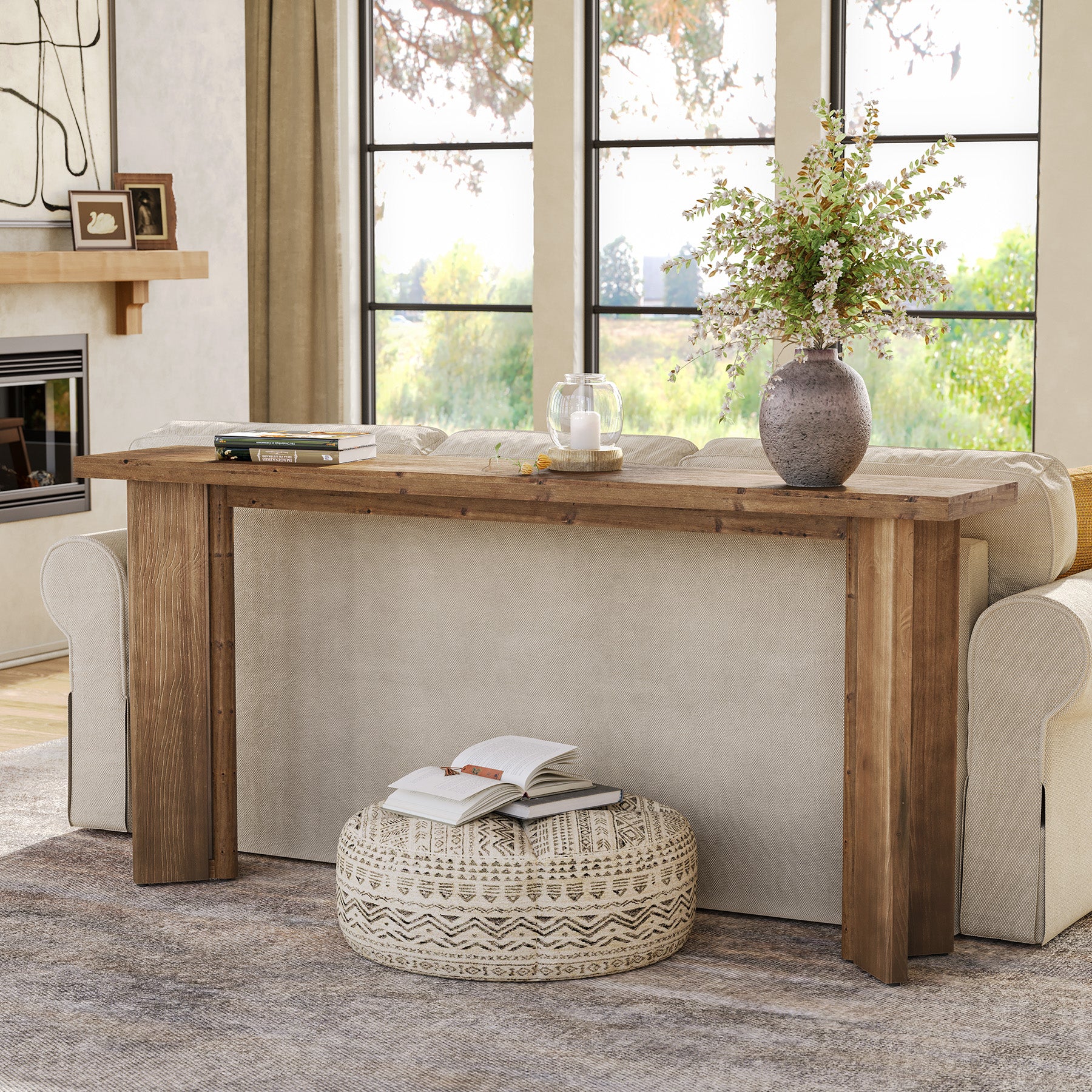70.9" Console Table, Solid Wood Sofa Table Entryway Foyer Table
